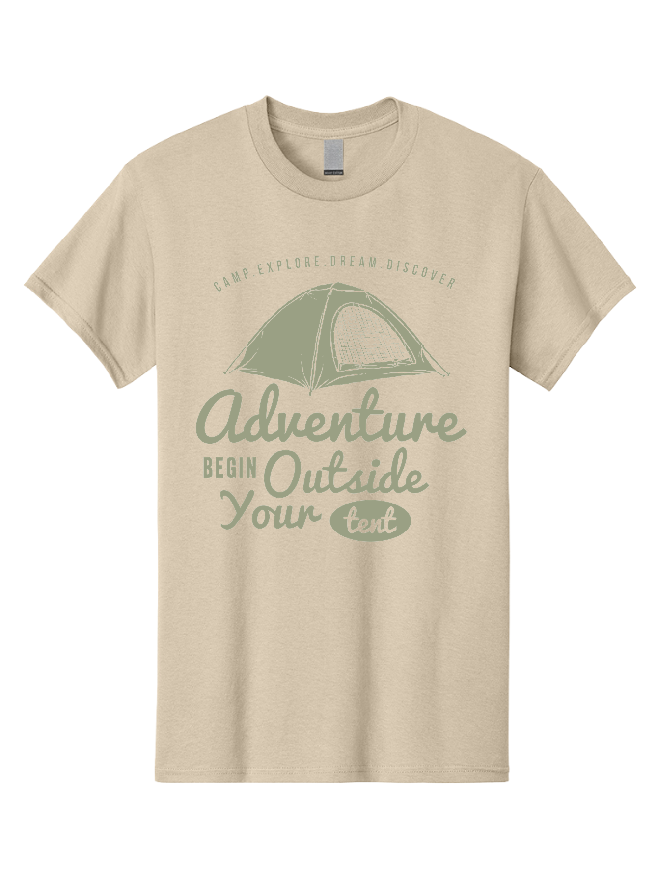 Adventure Begin Outside Your Tent Men'S Graphic Tee, 100% Cotton, Comfortable Casual Summer Wear, Machine Washable, Camping Adventure, Outdoor Activities, Tent Camping, Wilderness Exploration, Nature Escape, Camping Quotes, Adventure Begins, Aae094 13