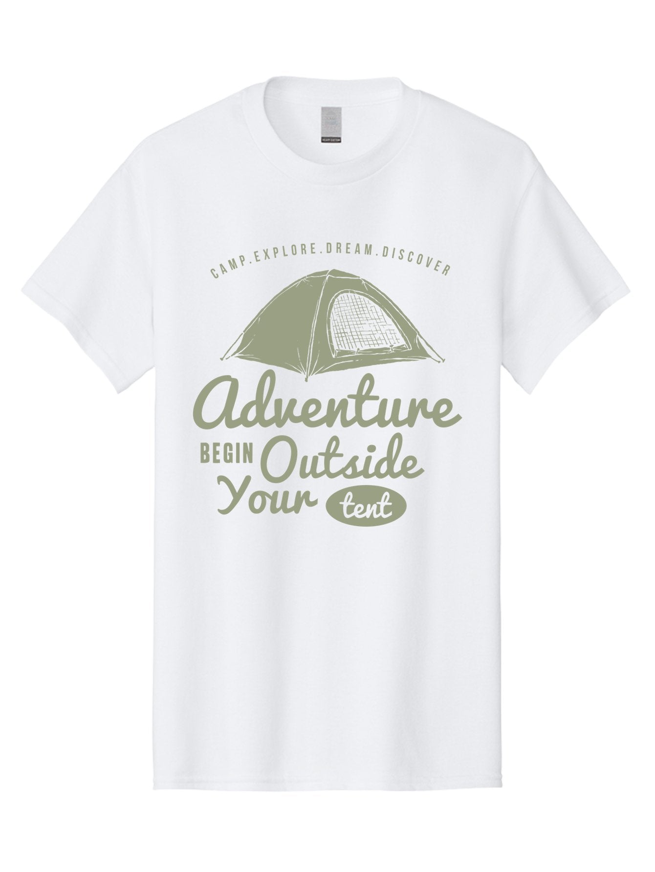 Adventure Begin Outside Your Tent Men'S Graphic Tee, 100% Cotton, Comfortable Casual Summer Wear, Machine Washable, Camping Adventure, Outdoor Activities, Tent Camping, Wilderness Exploration, Nature Escape, Camping Quotes, Adventure Begins, Aae094 4