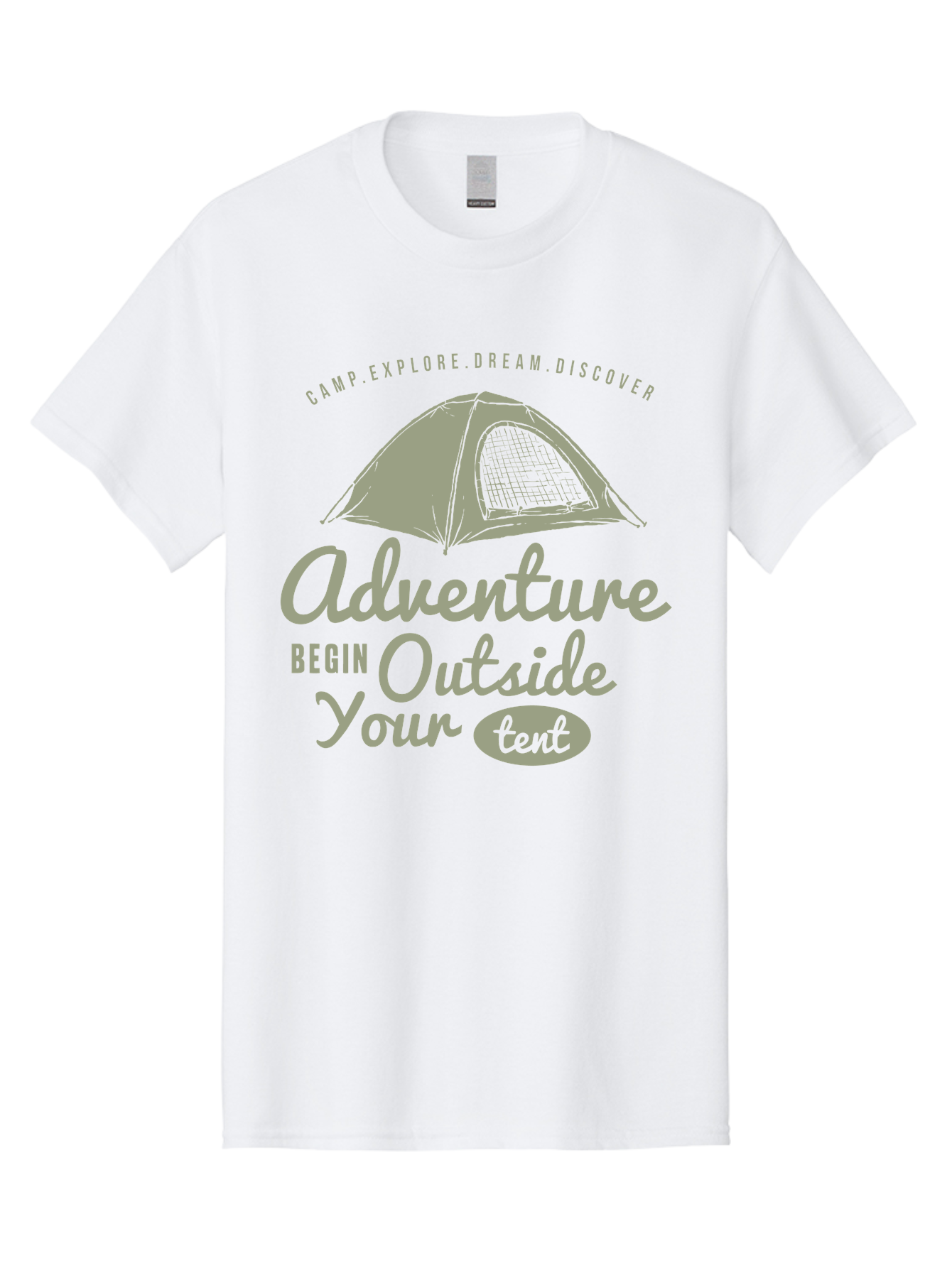 Adventure Begin Outside Your Tent Men'S Graphic Tee, 100% Cotton, Comfortable Casual Summer Wear, Machine Washable, Camping Adventure, Outdoor Activities, Tent Camping, Wilderness Exploration, Nature Escape, Camping Quotes, Adventure Begins, Aae094 23