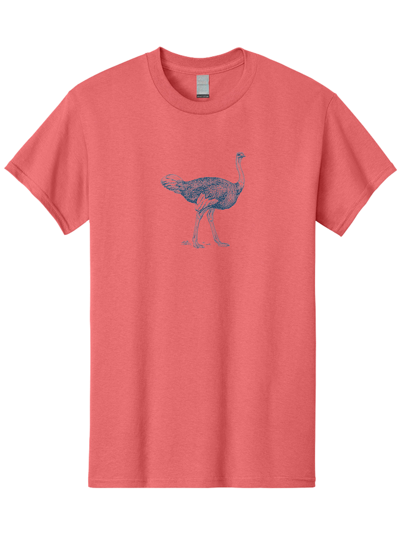 African Ostrich Walk Men'S Graphic Tee, 100% Cotton, Comfortable Casual Summer Wear, Machine Washable, Ostrich Illustration, Bird Drawing, Wildlife Art, Long Neck, Large Bird, Detailed Feathers, Line Art, Fauna, Avian Aae095 11