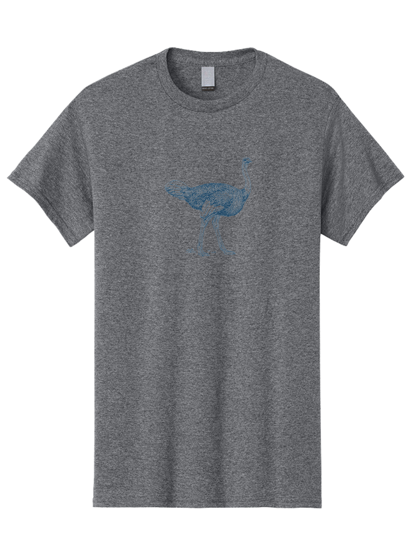 African Ostrich Walk Men'S Graphic Tee, 100% Cotton, Comfortable Casual Summer Wear, Machine Washable, Ostrich Illustration, Bird Drawing, Wildlife Art, Long Neck, Large Bird, Detailed Feathers, Line Art, Fauna, Avian Aae095 13