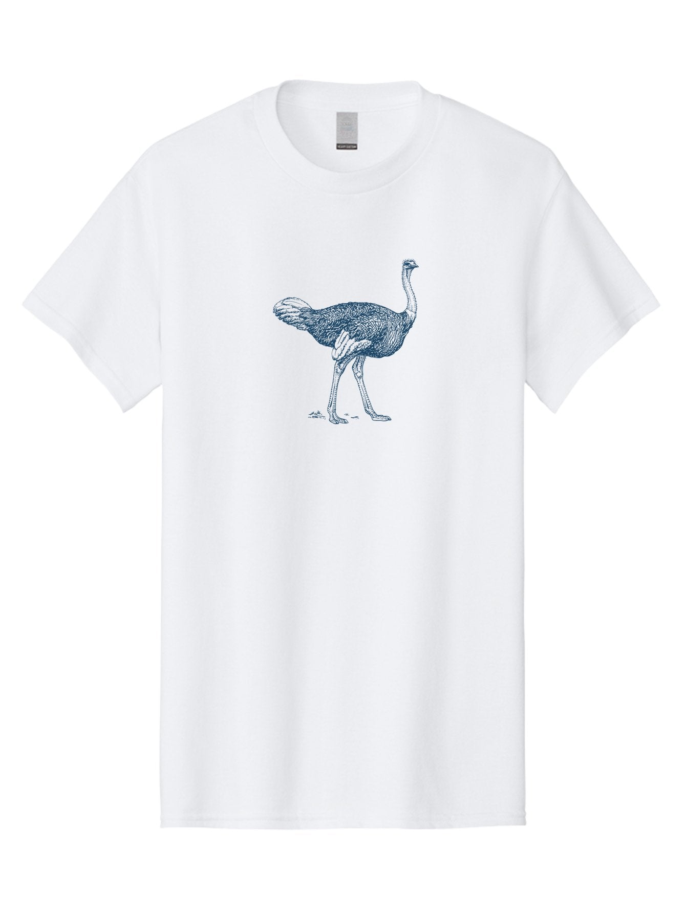 African Ostrich Walk Men'S Graphic Tee, 100% Cotton, Comfortable Casual Summer Wear, Machine Washable, Ostrich Illustration, Bird Drawing, Wildlife Art, Long Neck, Large Bird, Detailed Feathers, Line Art, Fauna, Avian Aae095 11