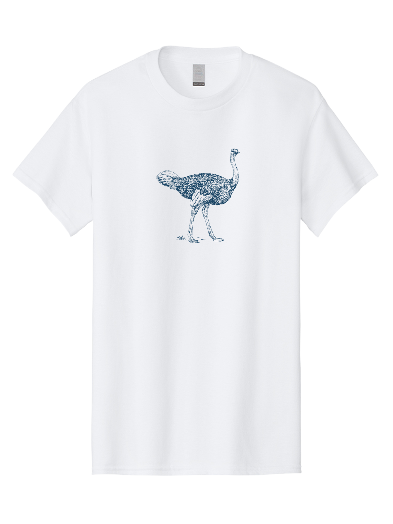 African Ostrich Walk Men'S Graphic Tee, 100% Cotton, Comfortable Casual Summer Wear, Machine Washable, Ostrich Illustration, Bird Drawing, Wildlife Art, Long Neck, Large Bird, Detailed Feathers, Line Art, Fauna, Avian Aae095 7