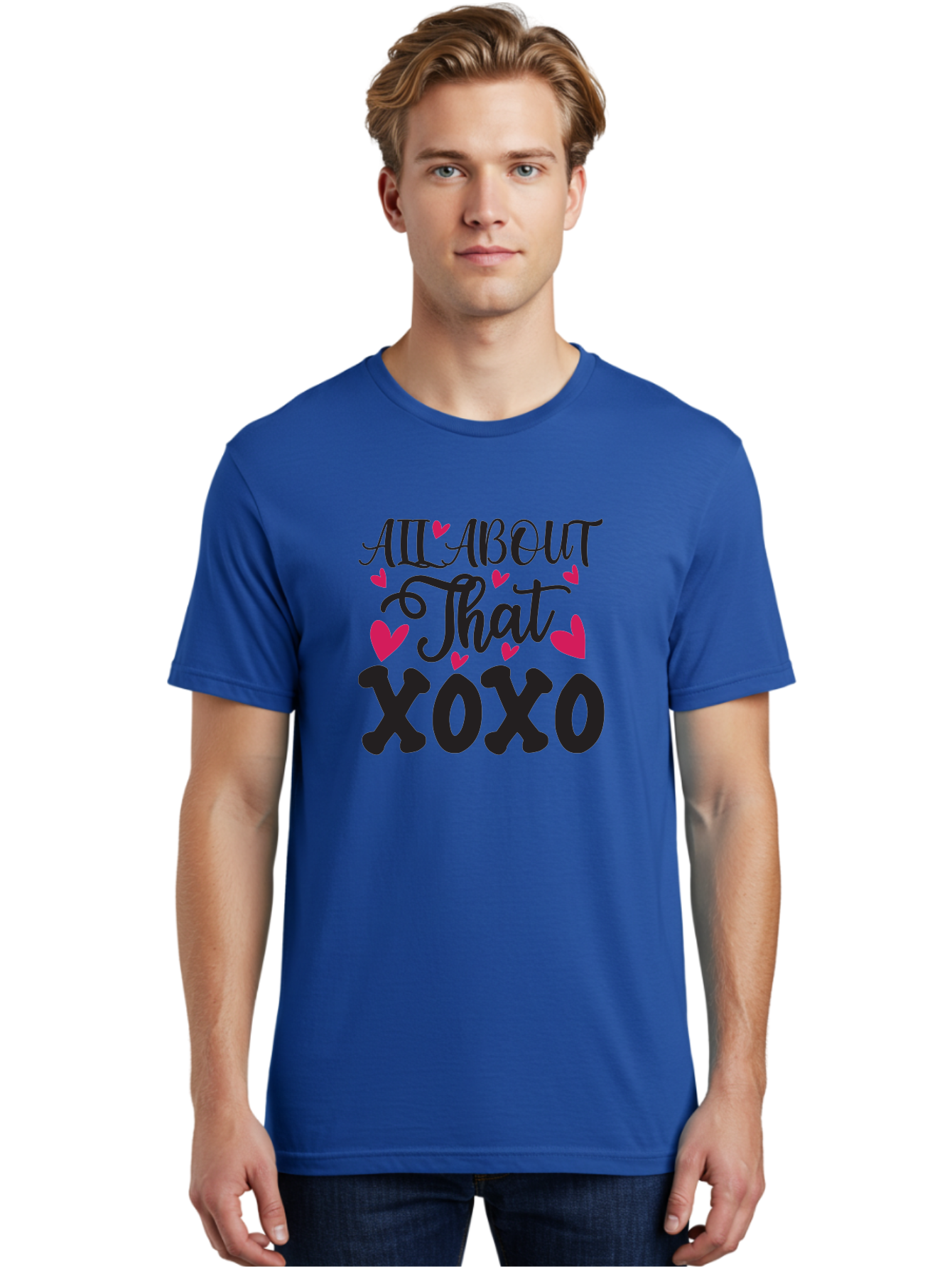 All About That Xoxo Men'S Graphic Tee, 100% Cotton, Comfortable Casual Summer Wear, Machine Washable, Love Quotes, Heart Graphics, Xoxo Phrase, Pink Hearts, Black Typography, Valentines Day, Love Messages, Heart Shapes, Kisses And Hugs Aae097 10
