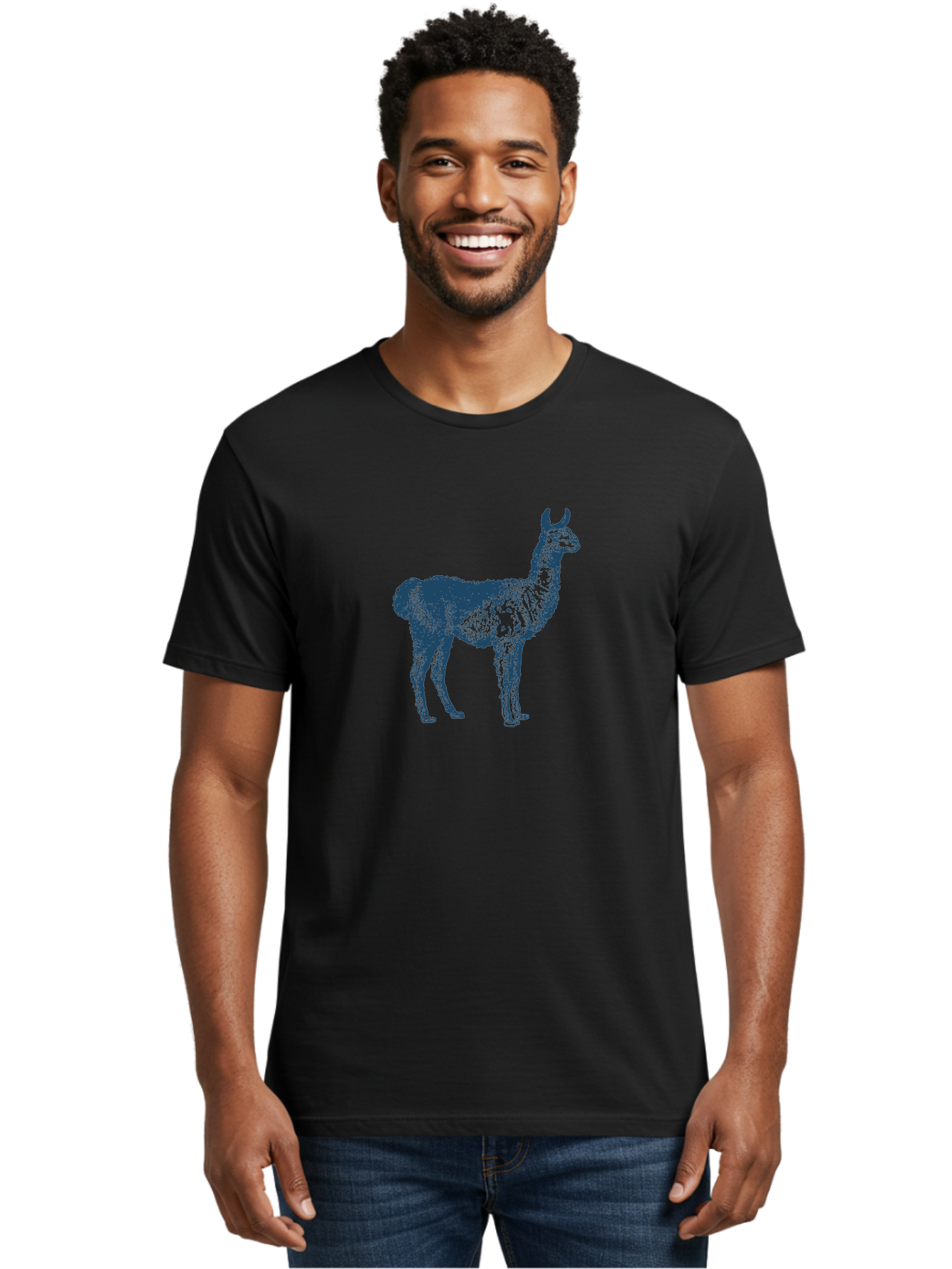 Alto Llama Men'S Graphic Tee, 100% Cotton, Comfortable Casual Summer Wear, Machine Washable, Llama Illustration, Stylized Animal Art, Vibrant Colors, Abstract Design, Modern Graphic, Wildlife Inspiration, Artistic Expression, Camelid Species Aae099 8