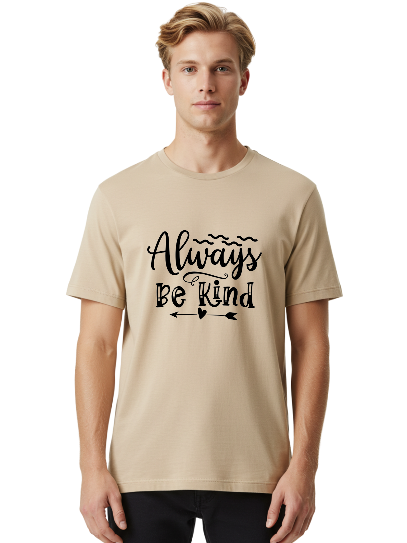 Always Be Kind Men'S Graphic Tee, 100% Cotton, Comfortable Casual Summer Wear, Machine Washable, Kindness Matters, Inspirational Quote, Motivational Phrase, Positive Message, Heartwarming Sentiment, Love And Care Aae100 8