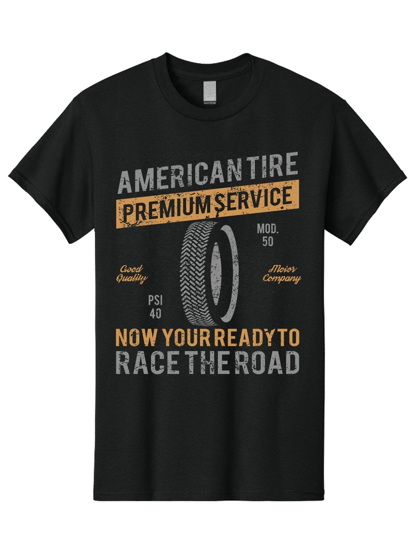 American Tire Distressed Men'S Graphic Tee, 100% Cotton, Comfortable Casual Summer Wear, Machine Washable, American Tire Premium Service, Vehicle Maintenance, Road Safety, Tire Quality, Good Company, Racing Tires, Automotive Services, Aae101 5