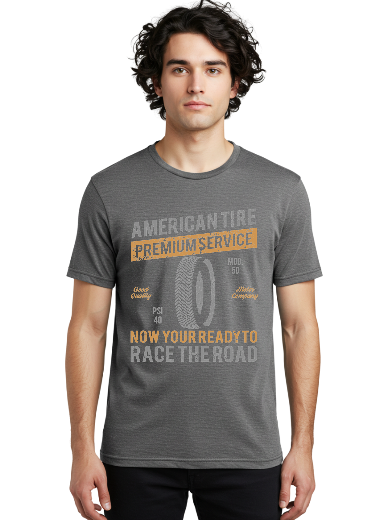 American Tire Distressed Men'S Graphic Tee, 100% Cotton, Comfortable Casual Summer Wear, Machine Washable, American Tire Premium Service, Vehicle Maintenance, Road Safety, Tire Quality, Good Company, Racing Tires, Automotive Services, Aae101 24