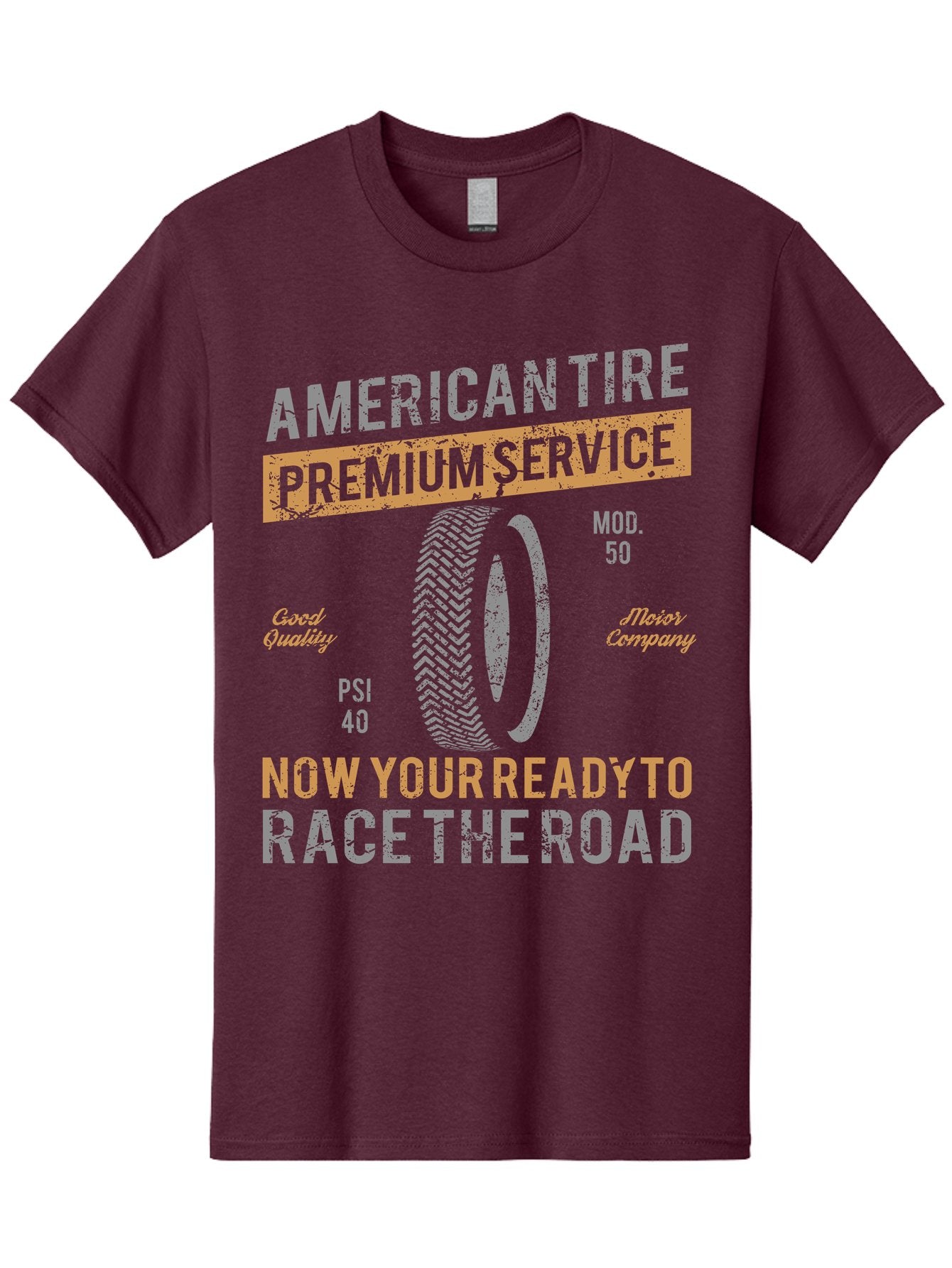 American Tire Distressed Men'S Graphic Tee, 100% Cotton, Comfortable Casual Summer Wear, Machine Washable, American Tire Premium Service, Vehicle Maintenance, Road Safety, Tire Quality, Good Company, Racing Tires, Automotive Services, Aae101 7