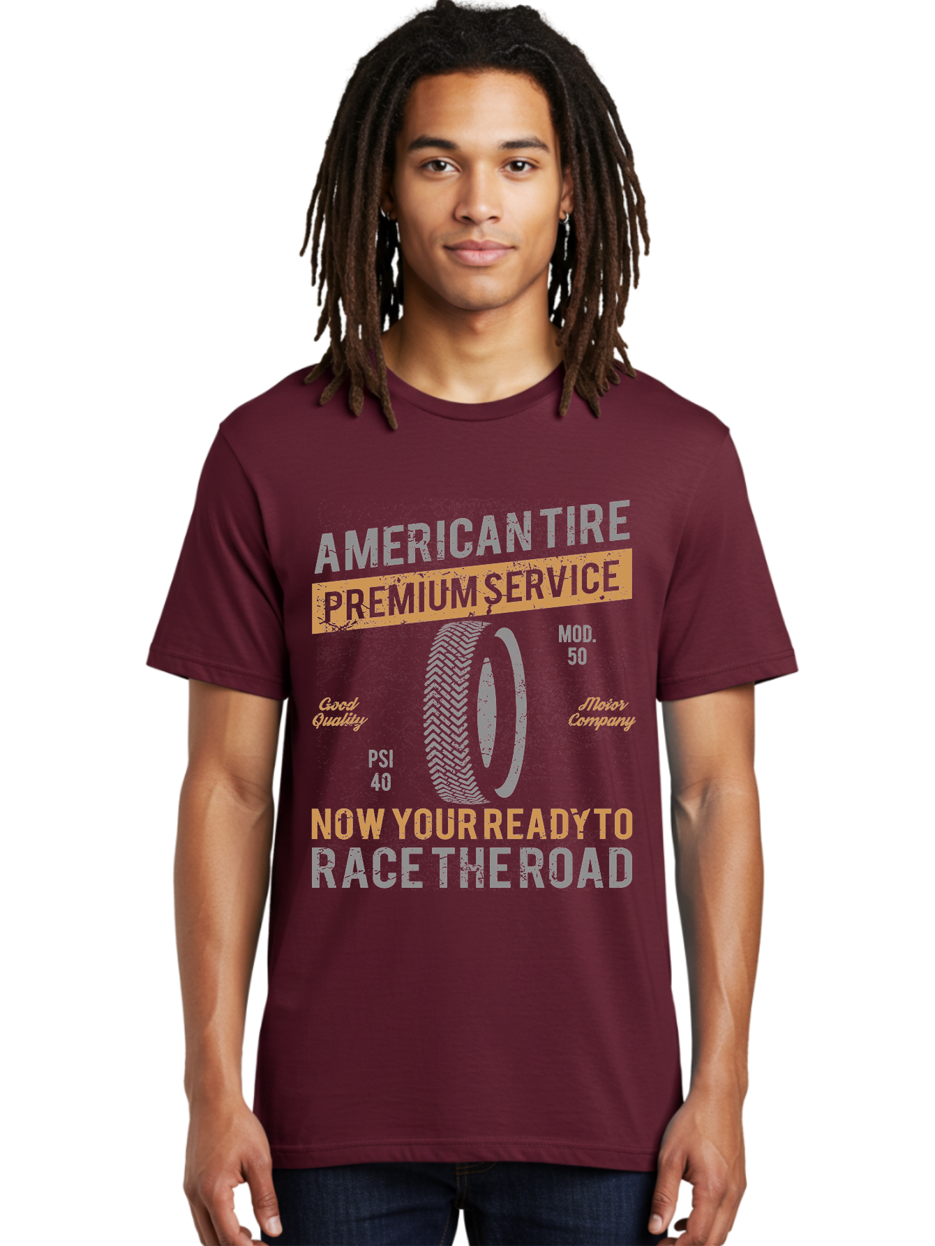 American Tire Distressed Men'S Graphic Tee, 100% Cotton, Comfortable Casual Summer Wear, Machine Washable, American Tire Premium Service, Vehicle Maintenance, Road Safety, Tire Quality, Good Company, Racing Tires, Automotive Services, Aae101 10