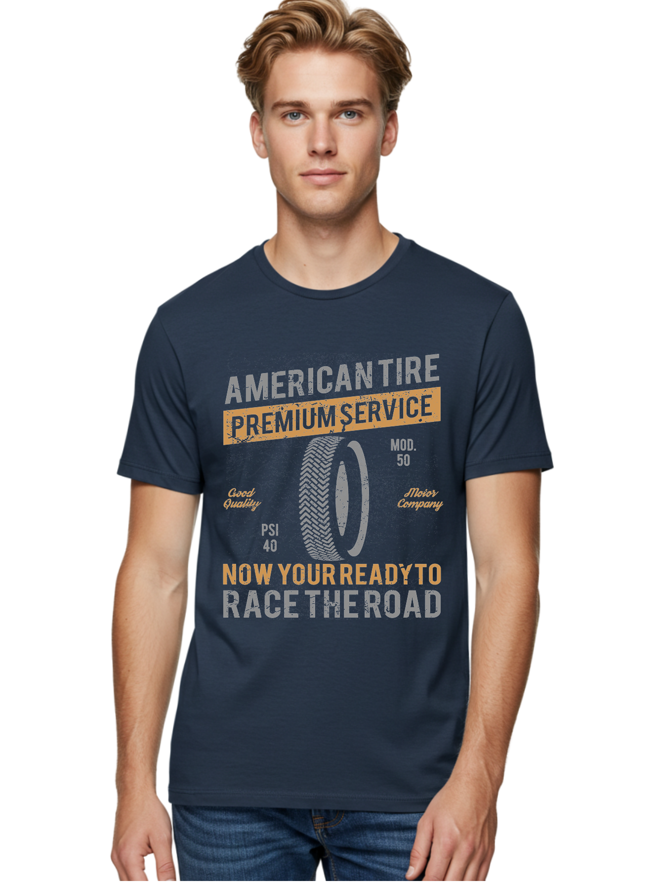 American Tire Distressed Men'S Graphic Tee, 100% Cotton, Comfortable Casual Summer Wear, Machine Washable, American Tire Premium Service, Vehicle Maintenance, Road Safety, Tire Quality, Good Company, Racing Tires, Automotive Services, Aae101 30
