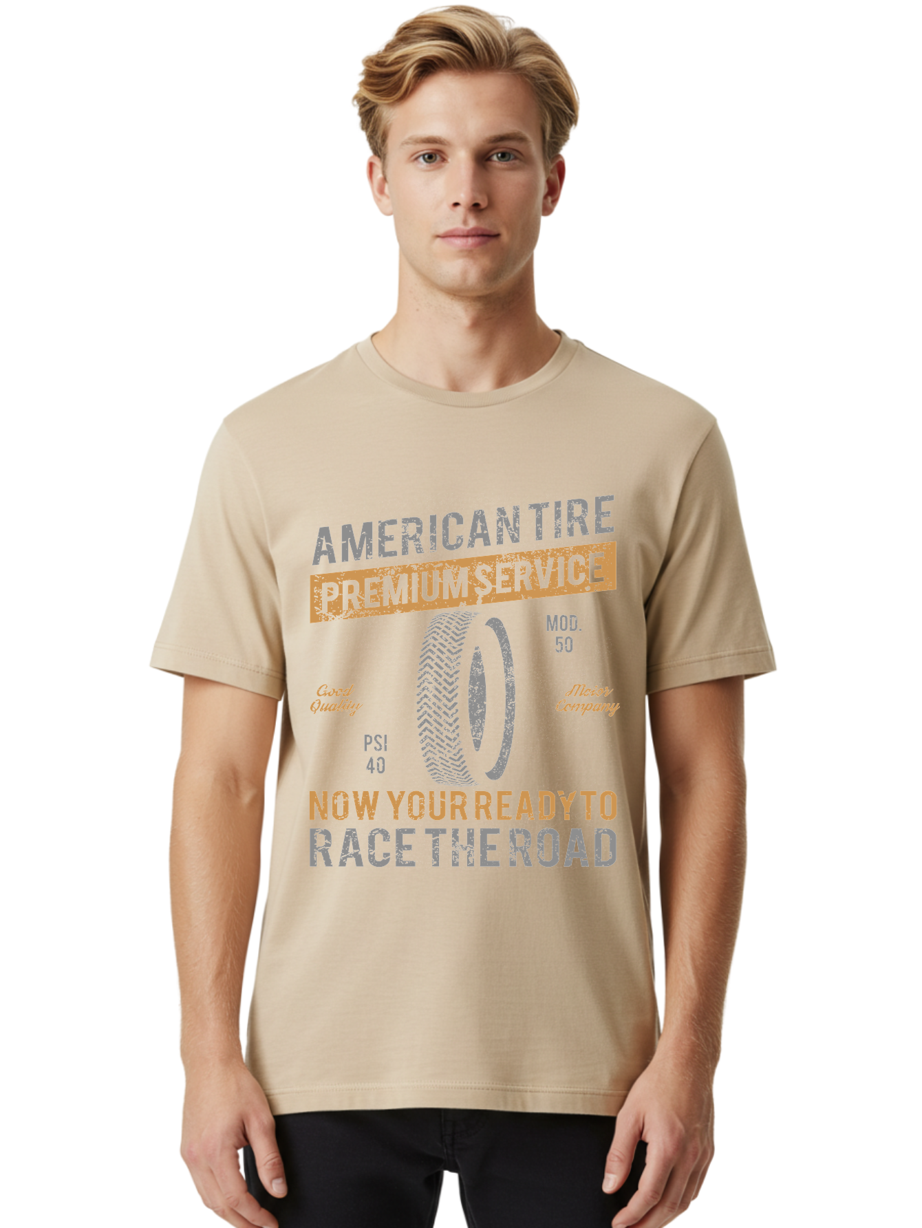 American Tire Distressed Men'S Graphic Tee, 100% Cotton, Comfortable Casual Summer Wear, Machine Washable, American Tire Premium Service, Vehicle Maintenance, Road Safety, Tire Quality, Good Company, Racing Tires, Automotive Services, Aae101 28
