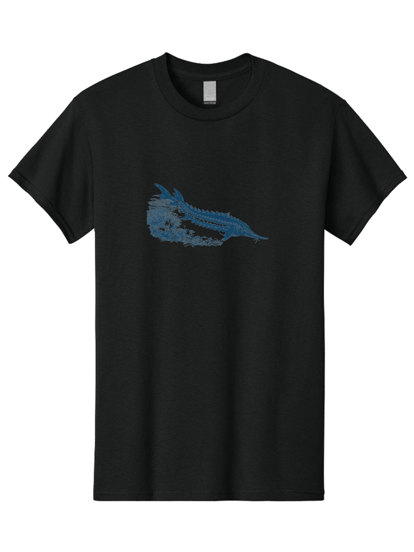 Ancient River Fish Men'S Graphic Tee, 100% Cotton, Comfortable Casual Summer Wear, Machine Washable, Sturgeon Fish, Aquatic Life, Marine Biology, Fish Illustration, Detailed Drawing, Underwater World, Wildlife Art Aae103 25