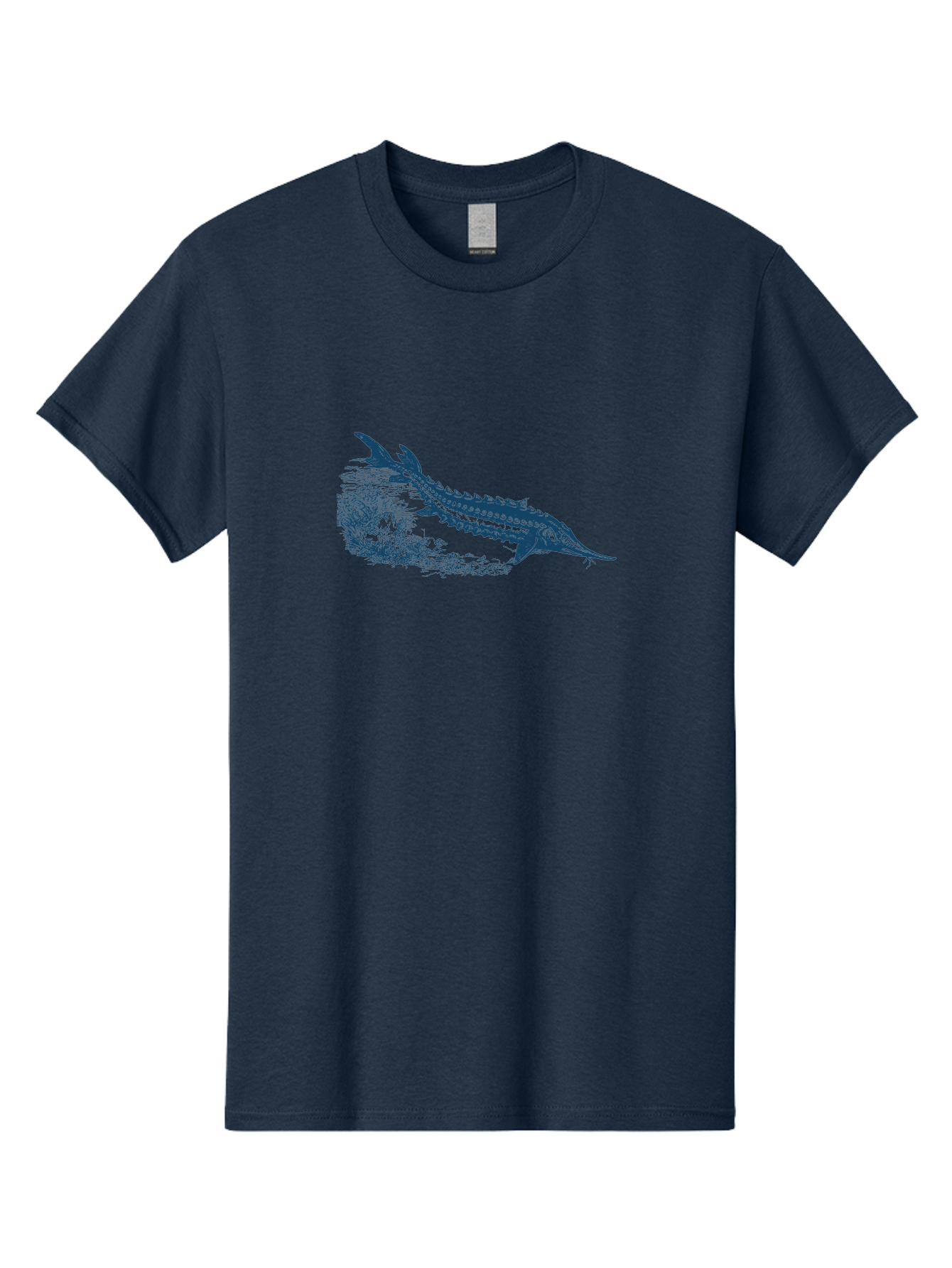 Ancient River Fish Men'S Graphic Tee, 100% Cotton, Comfortable Casual Summer Wear, Machine Washable, Sturgeon Fish, Aquatic Life, Marine Biology, Fish Illustration, Detailed Drawing, Underwater World, Wildlife Art Aae103 27