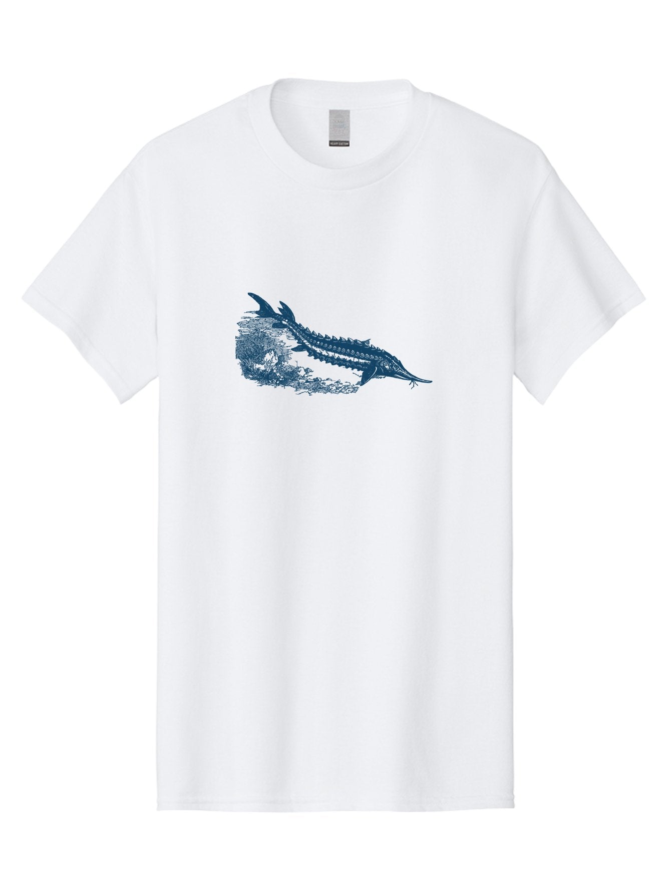 Ancient River Fish Men'S Graphic Tee, 100% Cotton, Comfortable Casual Summer Wear, Machine Washable, Sturgeon Fish, Aquatic Life, Marine Biology, Fish Illustration, Detailed Drawing, Underwater World, Wildlife Art Aae103 8