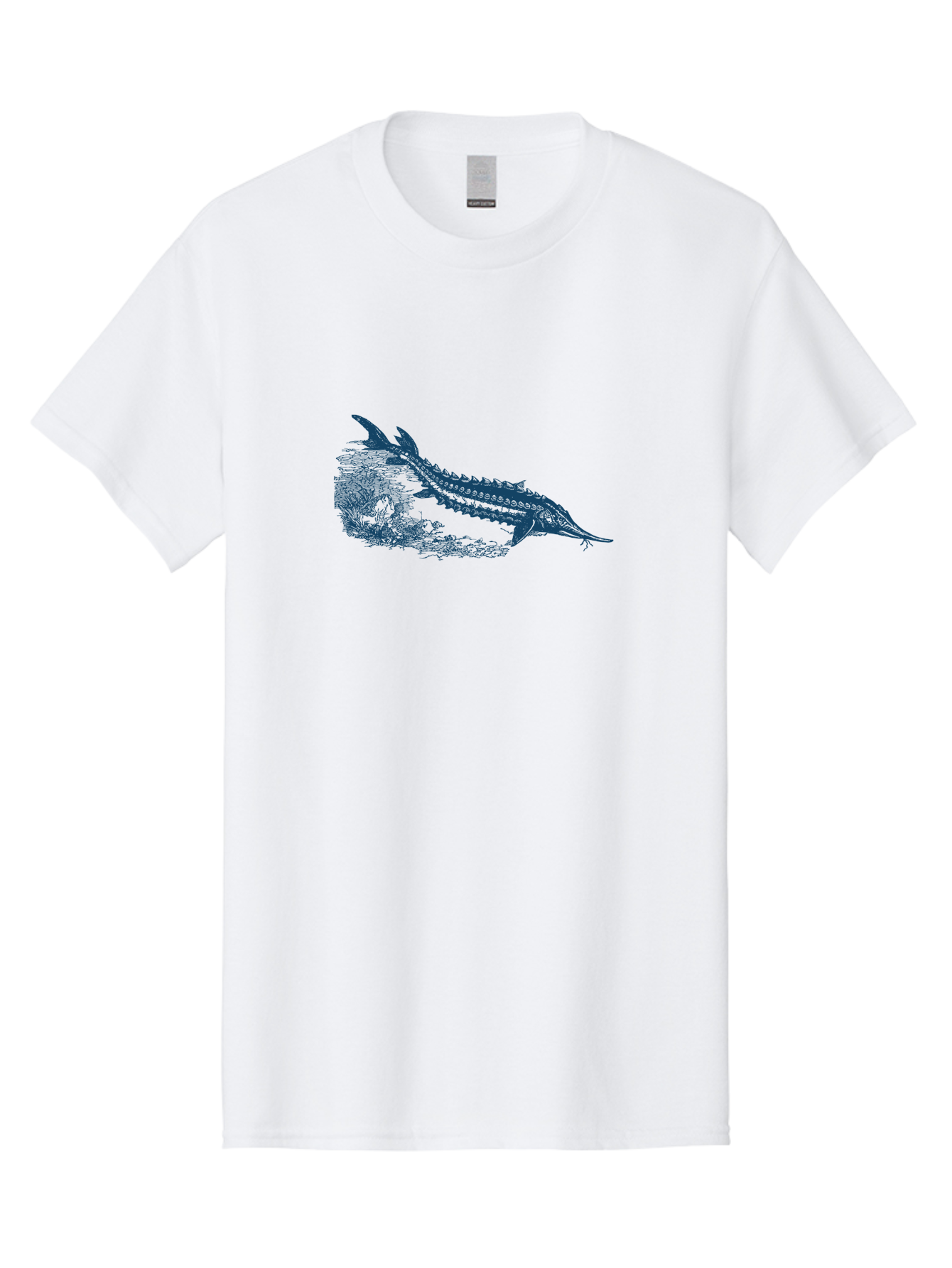 Ancient River Fish Men'S Graphic Tee, 100% Cotton, Comfortable Casual Summer Wear, Machine Washable, Sturgeon Fish, Aquatic Life, Marine Biology, Fish Illustration, Detailed Drawing, Underwater World, Wildlife Art Aae103 11
