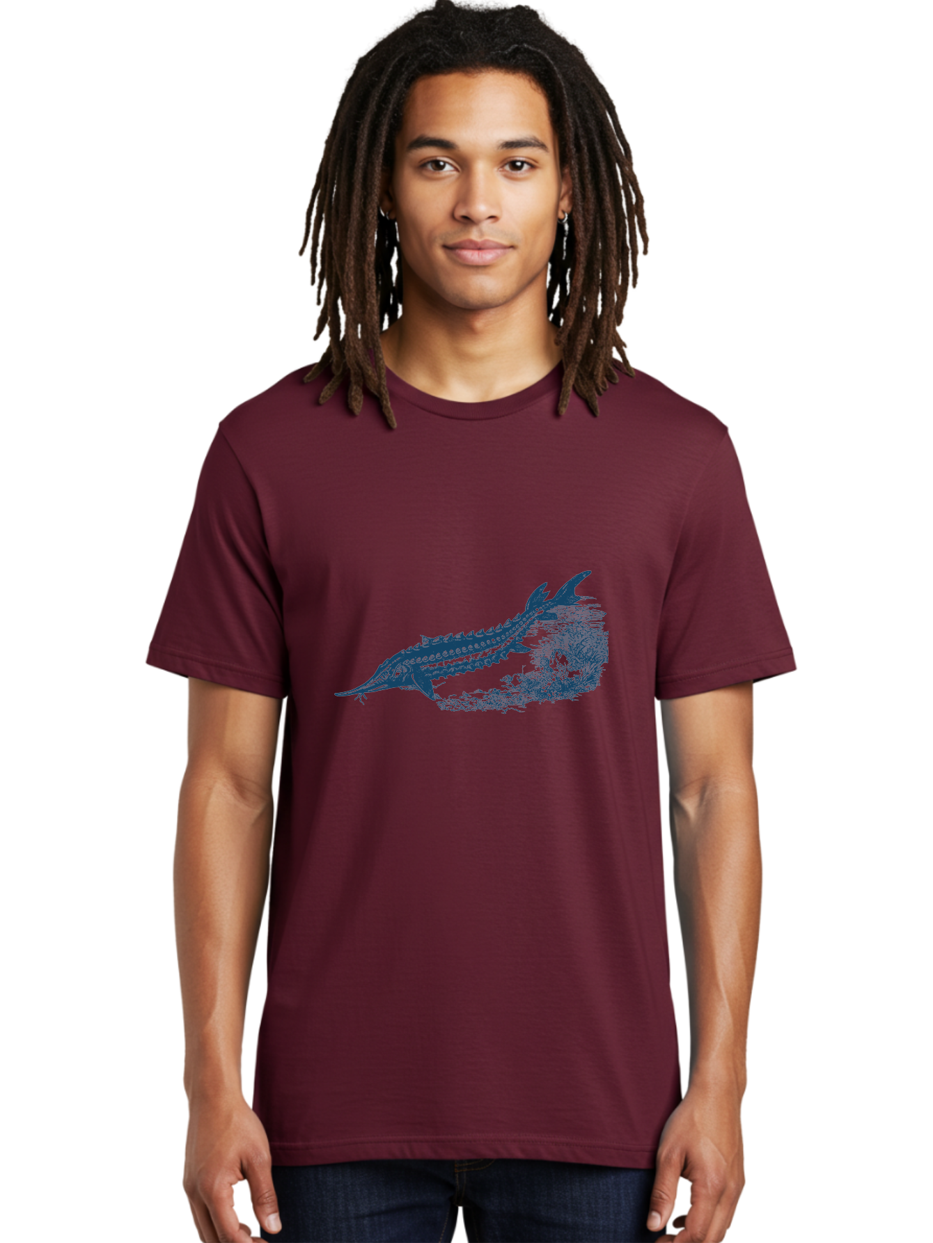 Ancient River Fish 2 Men'S Graphic Tee, 100% Cotton, Comfortable Casual Summer Wear, Machine Washable, Sawshark, Marine Life, Ocean Creature, Underwater World, Fish Illustration, Aquatic Animal, Shark Species, Detailed Artwork, Aae104 12
