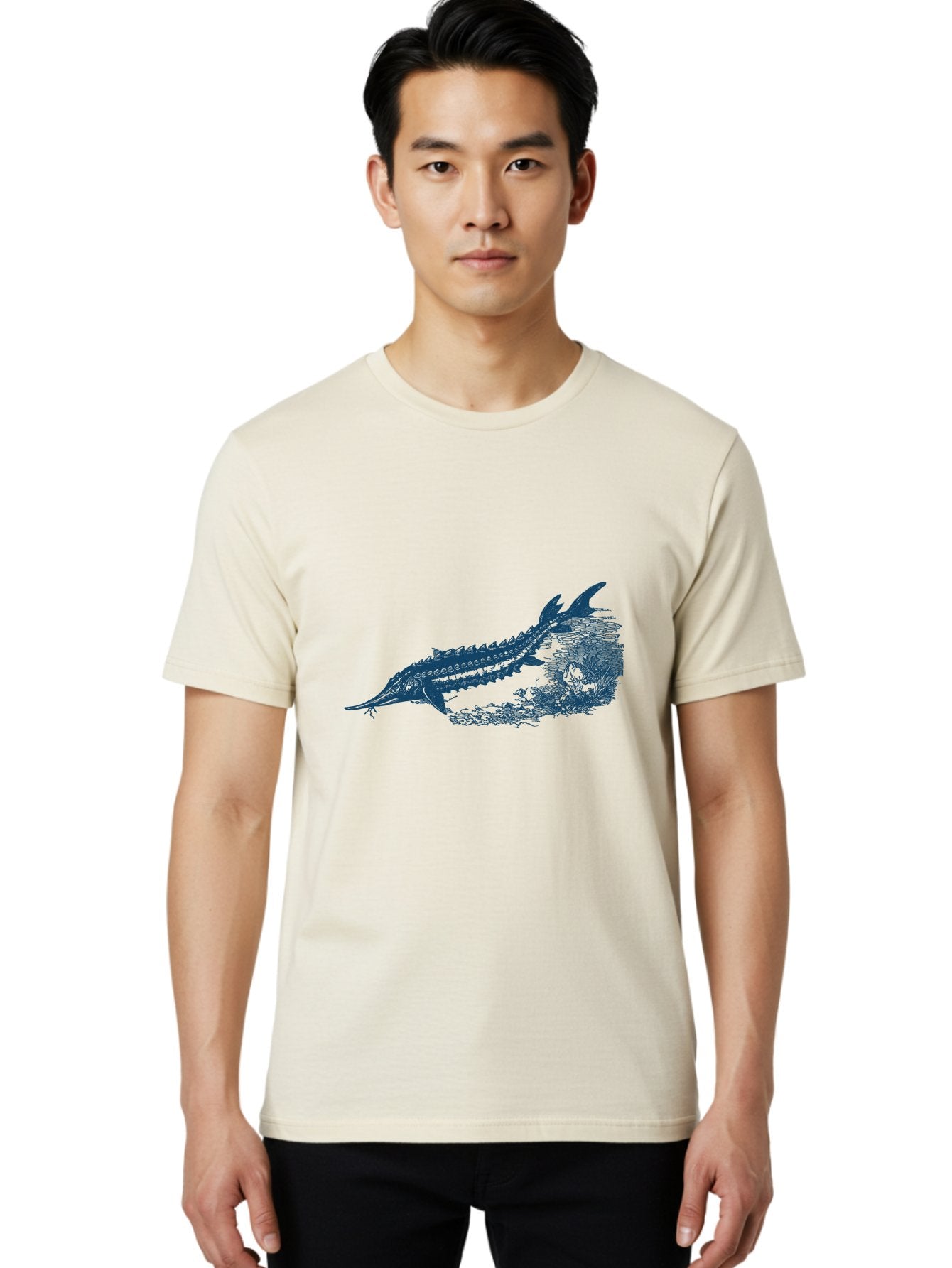 Ancient River Fish 2 Men'S Graphic Tee, 100% Cotton, Comfortable Casual Summer Wear, Machine Washable, Sawshark, Marine Life, Ocean Creature, Underwater World, Fish Illustration, Aquatic Animal, Shark Species, Detailed Artwork, Aae104 22