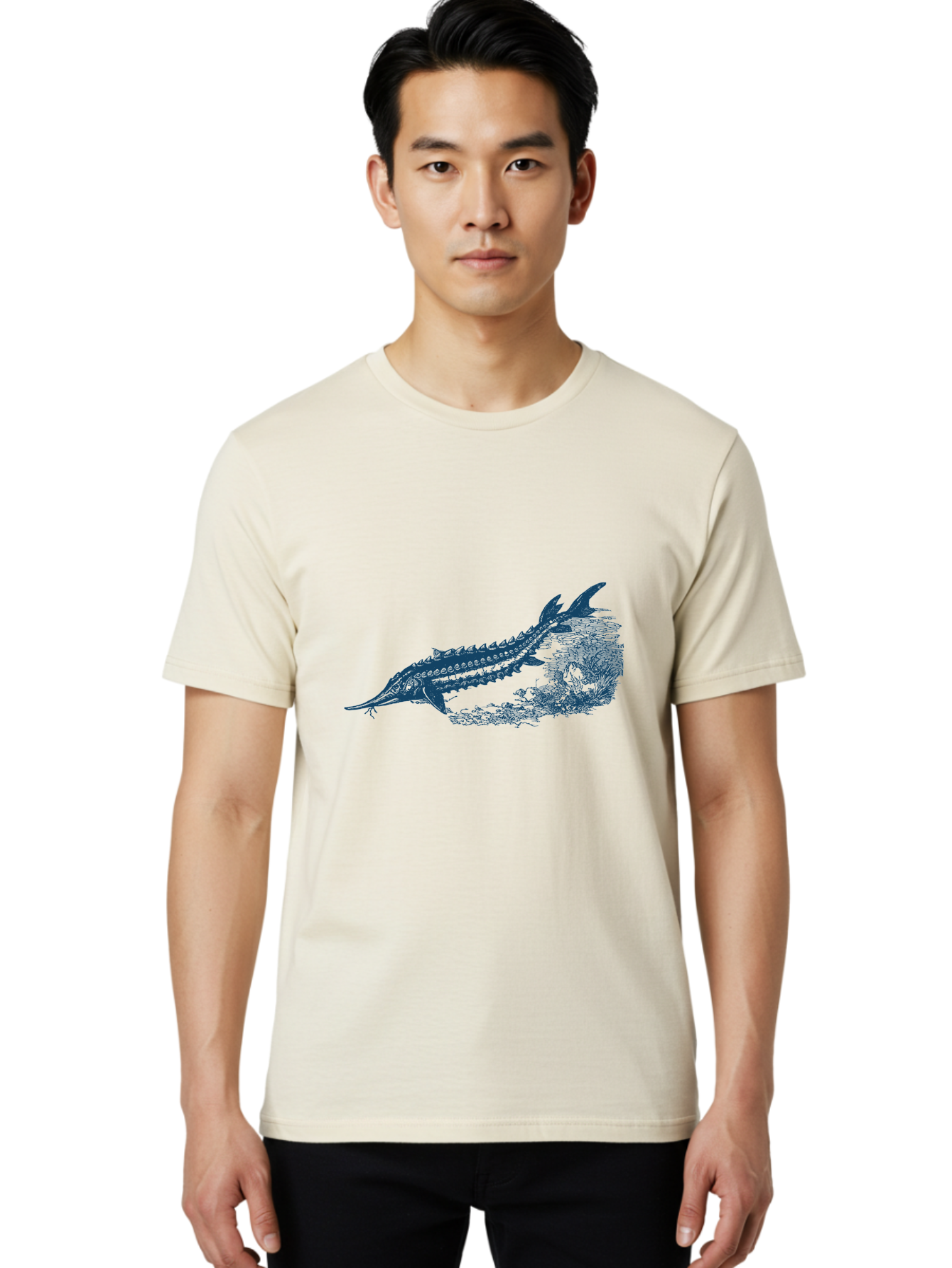 Ancient River Fish 2 Men'S Graphic Tee, 100% Cotton, Comfortable Casual Summer Wear, Machine Washable, Sawshark, Marine Life, Ocean Creature, Underwater World, Fish Illustration, Aquatic Animal, Shark Species, Detailed Artwork, Aae104 26