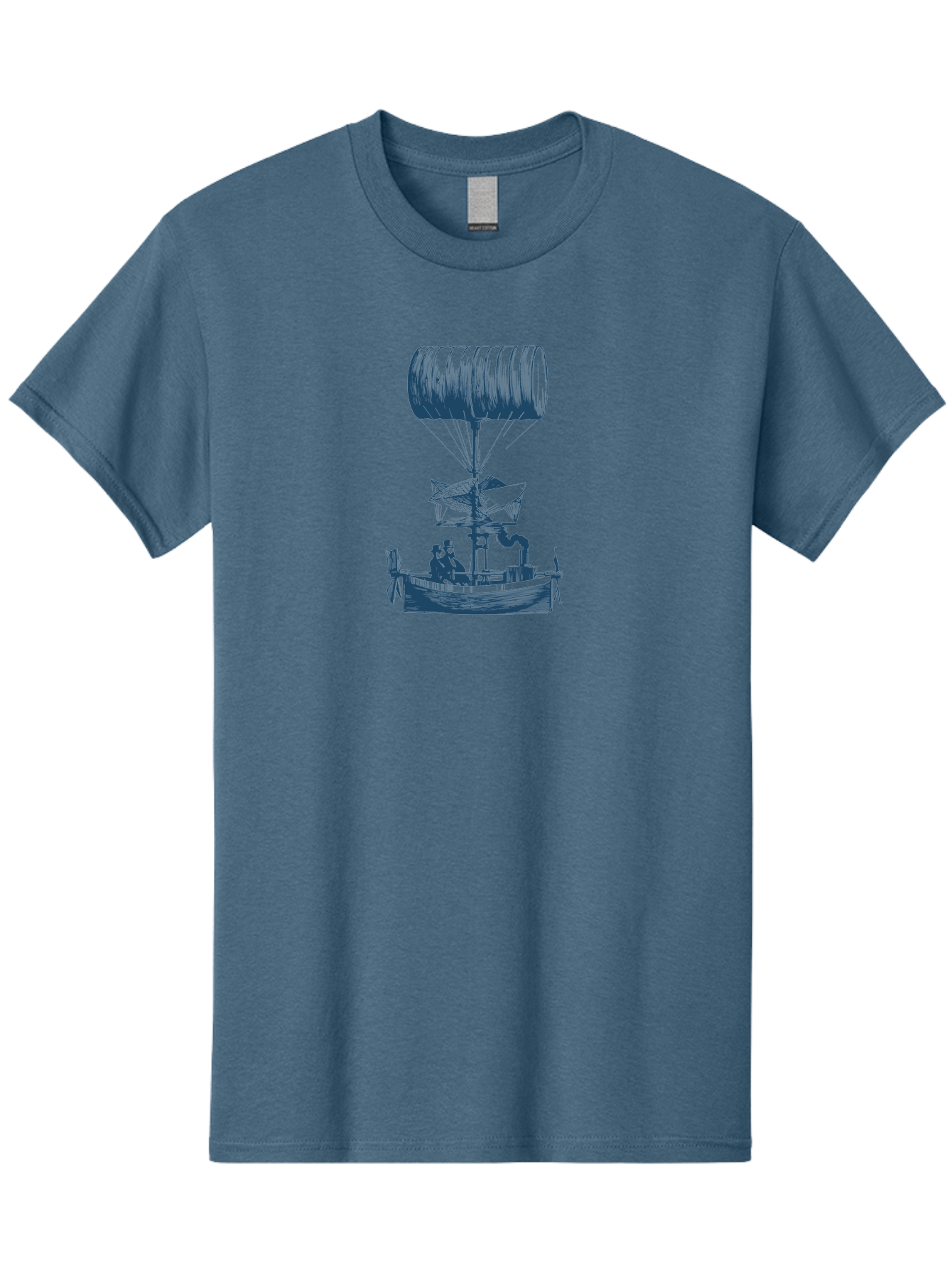 Antique Balloon Boat Men'S Graphic Tee, 100% Cotton, Comfortable Casual Summer Wear, Machine Washable, Flying Ship, Hot Air Balloon, Vintage Illustration, Steampunk Design, Sailing Vessel, Adventurous Spirit, Historic Transportation, Aae105 10
