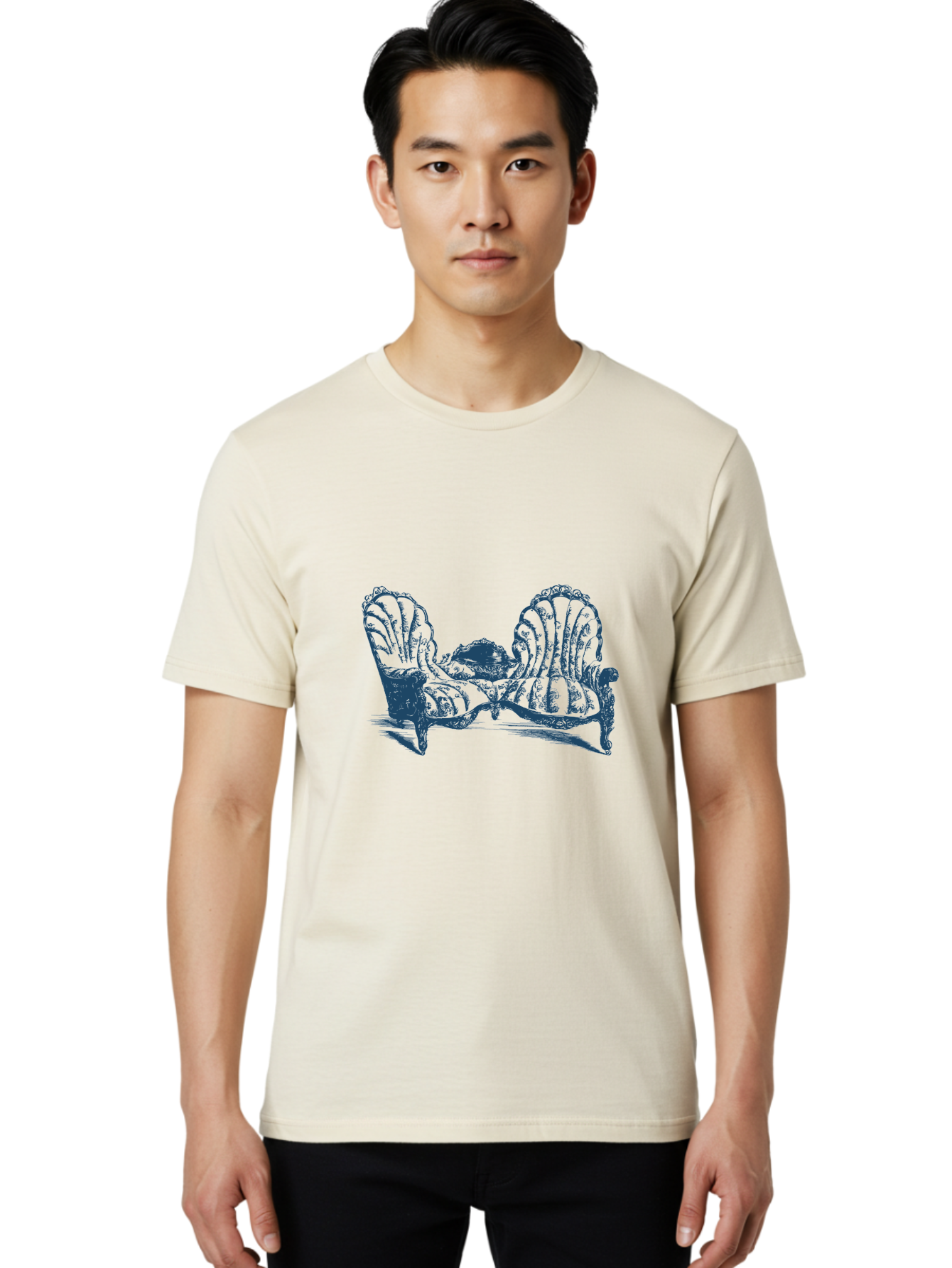 Antique Bloom Sofa Men'S Graphic Tee, 100% Cotton, Comfortable Casual Summer Wear, Machine Washable, Vintage Couch, Ornate Furniture, Reclining Woman, Luxurious Decor, Antique Style, Elegant Atmosphere, Relaxation, Classic Design Aae106 20