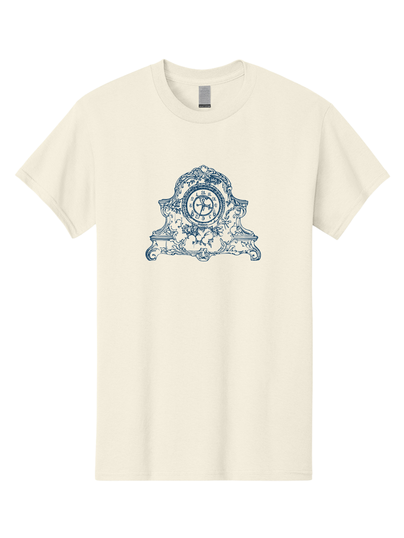 Antique Floral Clock Men'S Graphic Tee, 100% Cotton, Comfortable Casual Summer Wear, Machine Washable, Antique Clock Face, Roman Numerals, Ornate Details, Floral Patterns, Vintage Design, Classic Elegance, Timepiece, Traditional Decor, Aae108 9