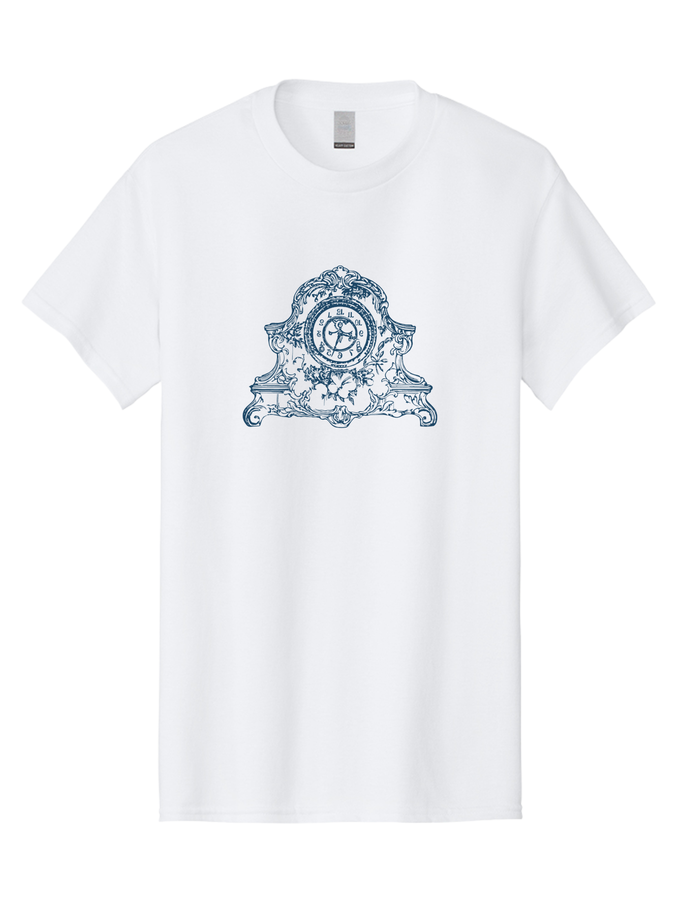 Antique Floral Clock Men'S Graphic Tee, 100% Cotton, Comfortable Casual Summer Wear, Machine Washable, Antique Clock Face, Roman Numerals, Ornate Details, Floral Patterns, Vintage Design, Classic Elegance, Timepiece, Traditional Decor, Aae108