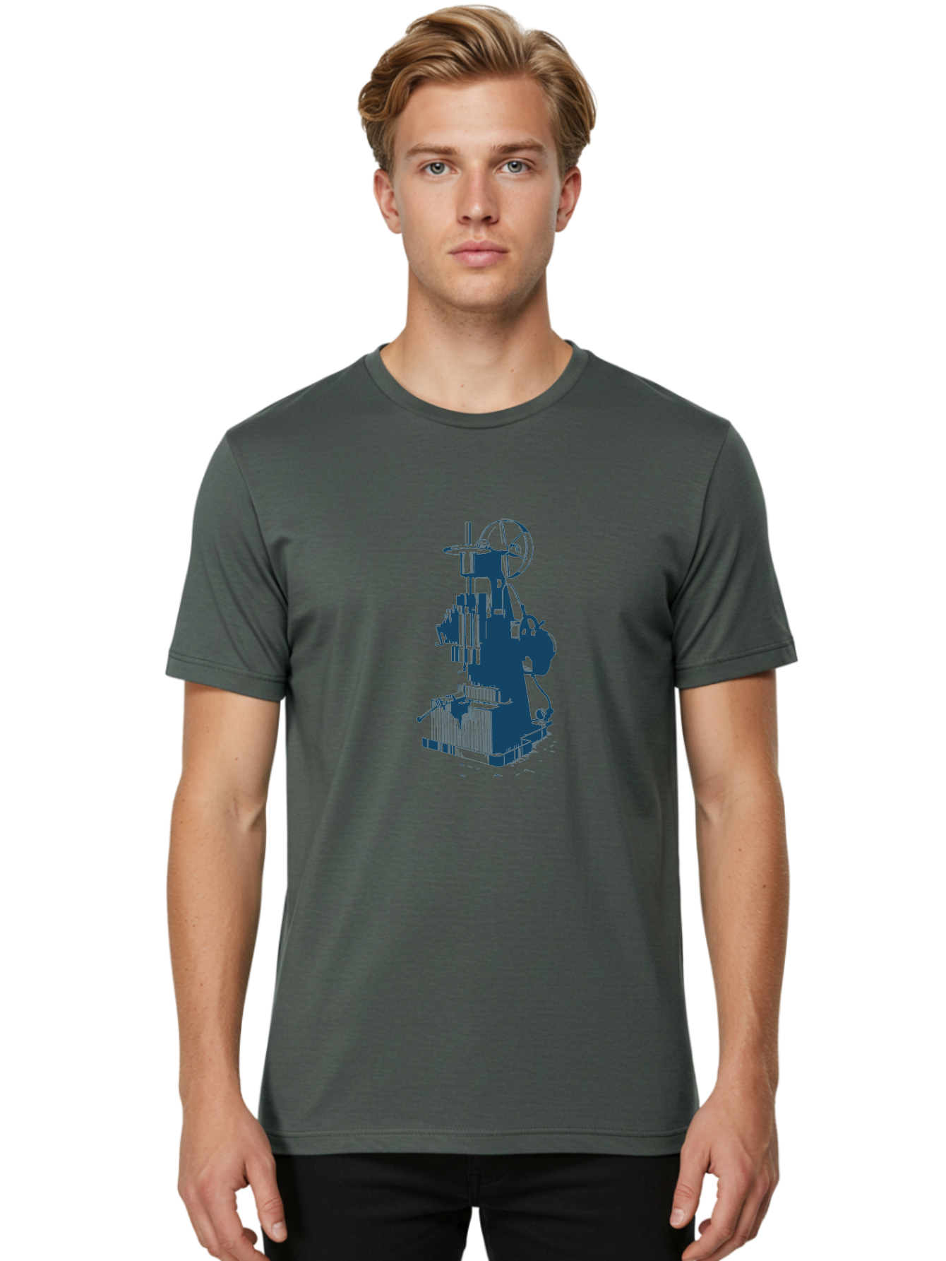 Antique Machine Art Men'S Graphic Tee, 100% Cotton, Comfortable Casual Summer Wear, Machine Washable, Industrial Machinery, Mechanical Equipment, Factory Machine, Manufacturing Technology, Industrial Production, Mechanical Parts, Aae109 10