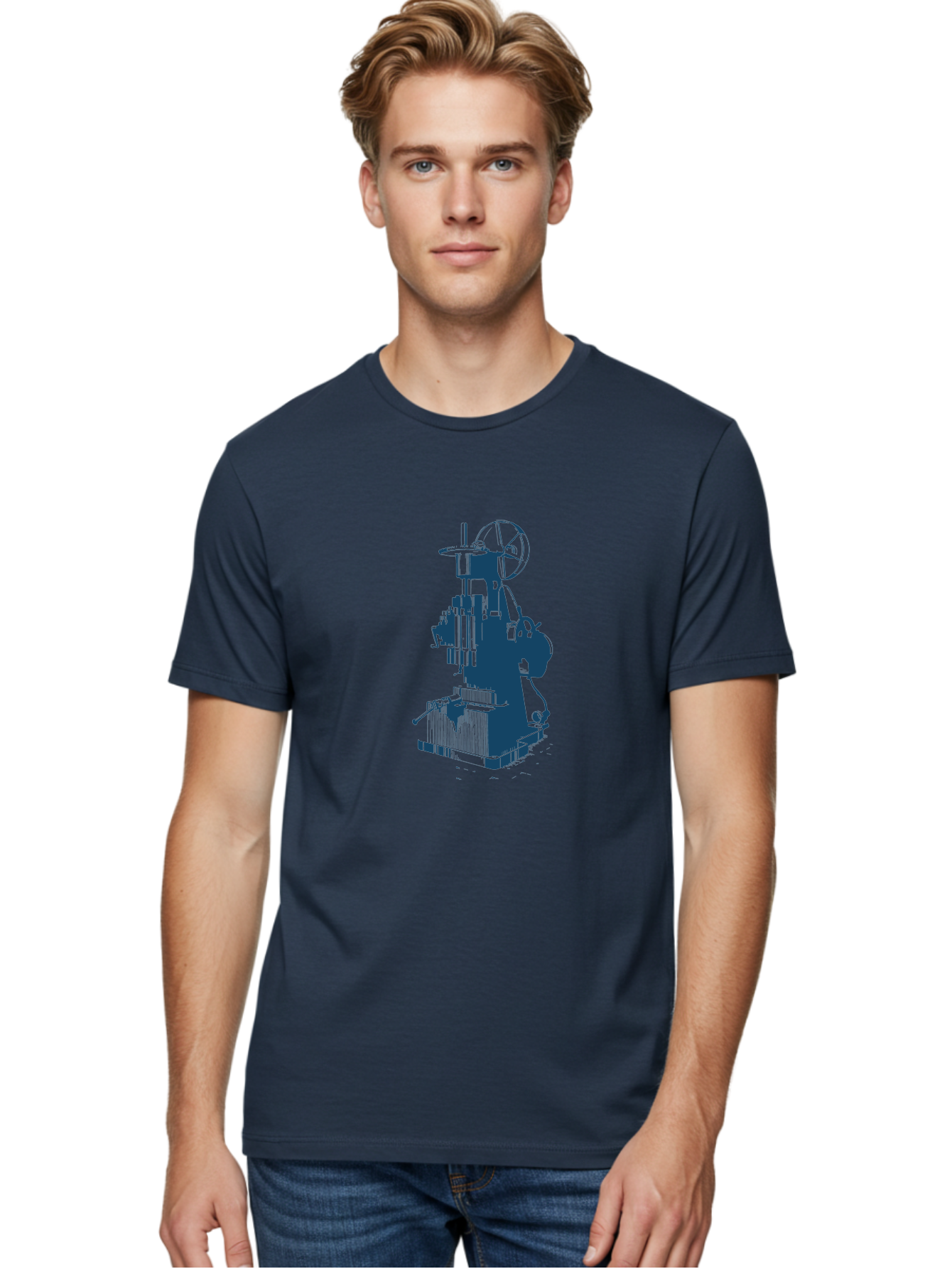 Antique Machine Art Men'S Graphic Tee, 100% Cotton, Comfortable Casual Summer Wear, Machine Washable, Industrial Machinery, Mechanical Equipment, Factory Machine, Manufacturing Technology, Industrial Production, Mechanical Parts, Aae109 30