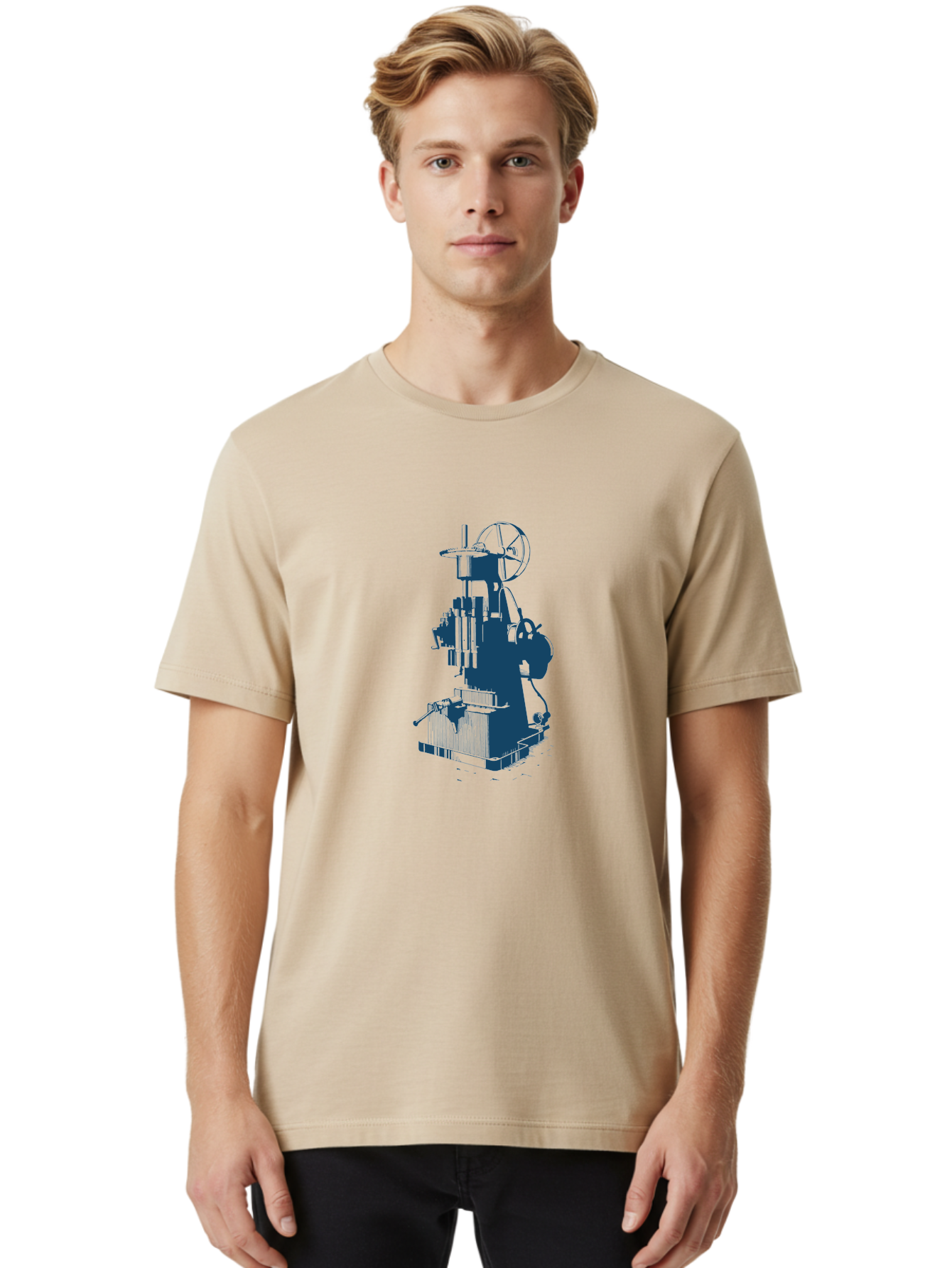 Antique Machine Art Men'S Graphic Tee, 100% Cotton, Comfortable Casual Summer Wear, Machine Washable, Industrial Machinery, Mechanical Equipment, Factory Machine, Manufacturing Technology, Industrial Production, Mechanical Parts, Aae109
