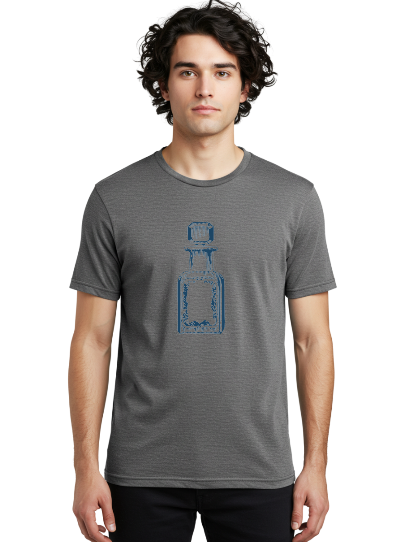 Antique Perfume Bottle Men'S Graphic Tee, 100% Cotton, Comfortable Casual Summer Wear, Machine Washable, Perfume Bottle Design, Fragrance Container, Luxury Skincare, Elegant Packaging, Vintage Style, Beauty Products, Sketch Artwork, Aae110 24