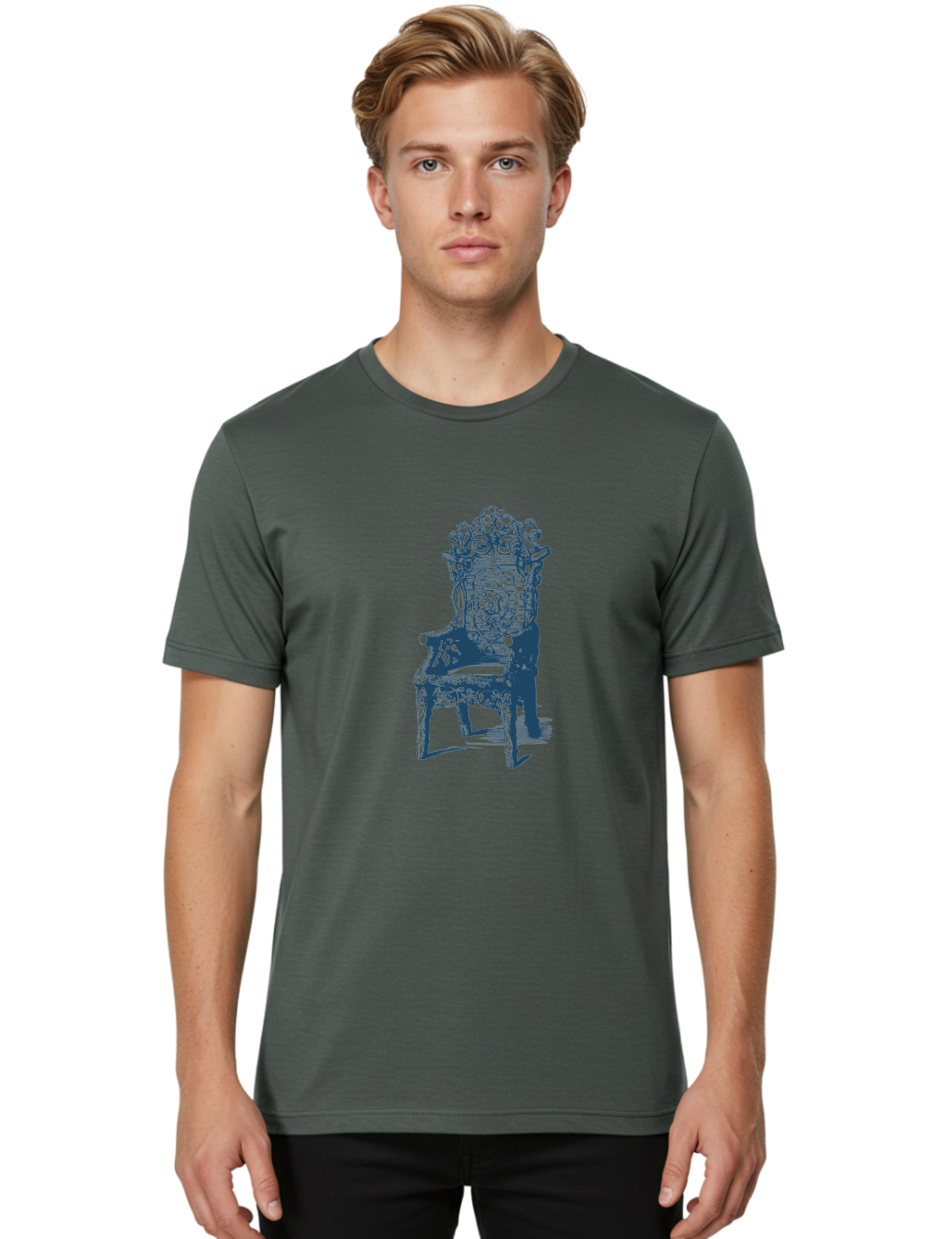 Antique Royal Chair Men'S Graphic Tee, 100% Cotton, Comfortable Casual Summer Wear, Machine Washable, Chair, Abstract Art, Surreal Design, Futuristic Furniture, Intricate Details, Complex Structure, Modern Illustration, Creative Concept Aae111 30