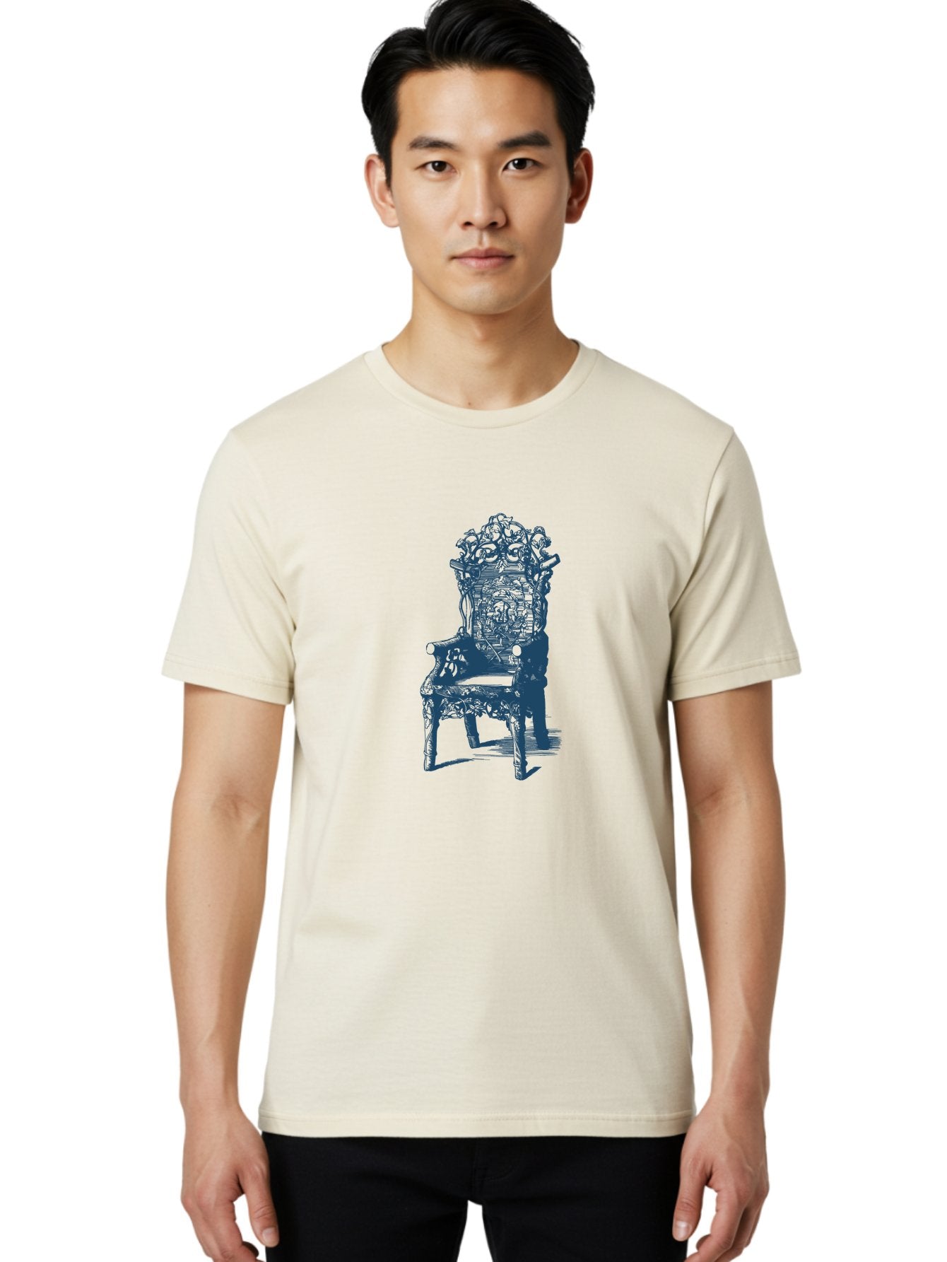 Antique Royal Chair Men'S Graphic Tee, 100% Cotton, Comfortable Casual Summer Wear, Machine Washable, Chair, Abstract Art, Surreal Design, Futuristic Furniture, Intricate Details, Complex Structure, Modern Illustration, Creative Concept Aae111 26