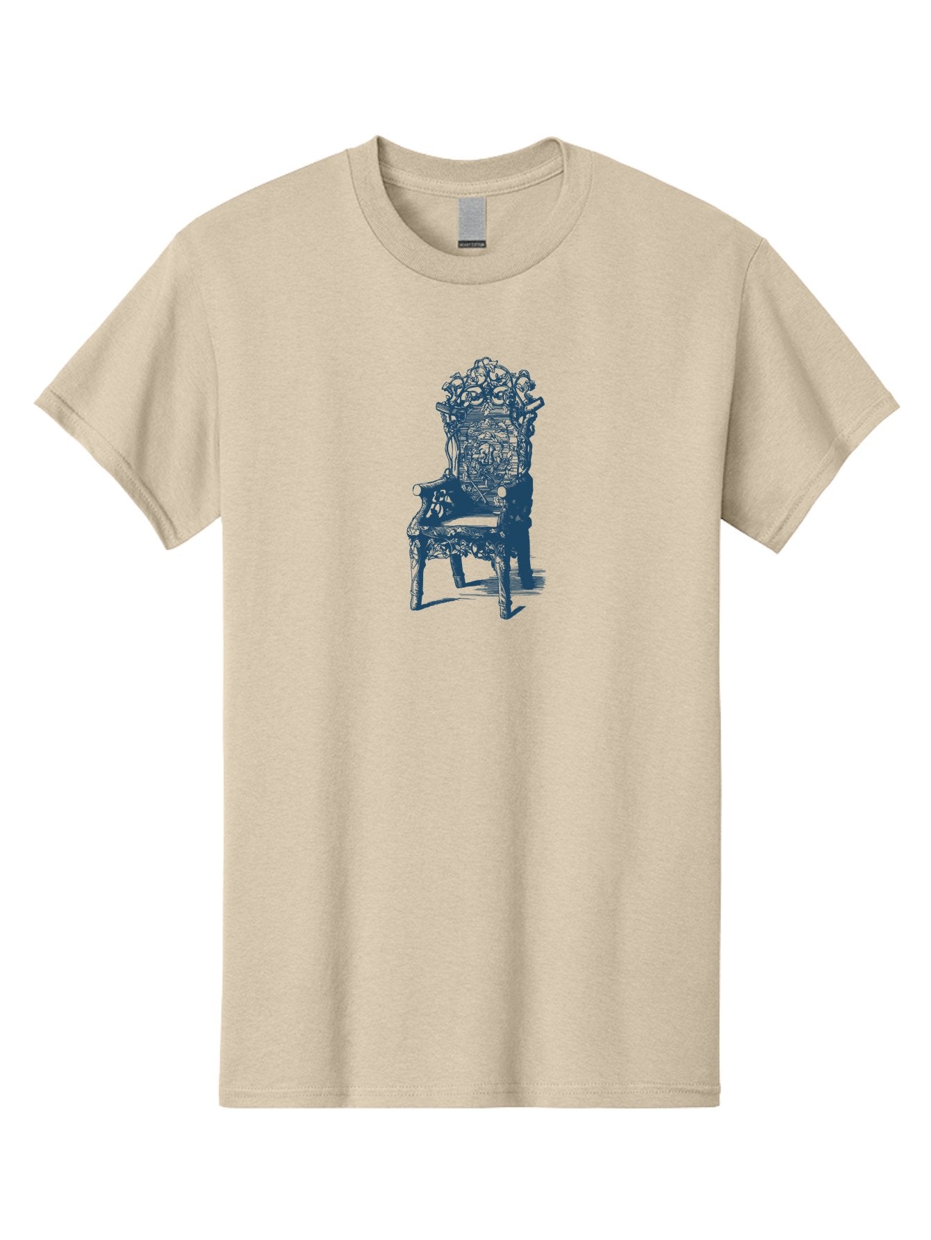 Antique Royal Chair Men'S Graphic Tee, 100% Cotton, Comfortable Casual Summer Wear, Machine Washable, Chair, Abstract Art, Surreal Design, Futuristic Furniture, Intricate Details, Complex Structure, Modern Illustration, Creative Concept Aae111 13