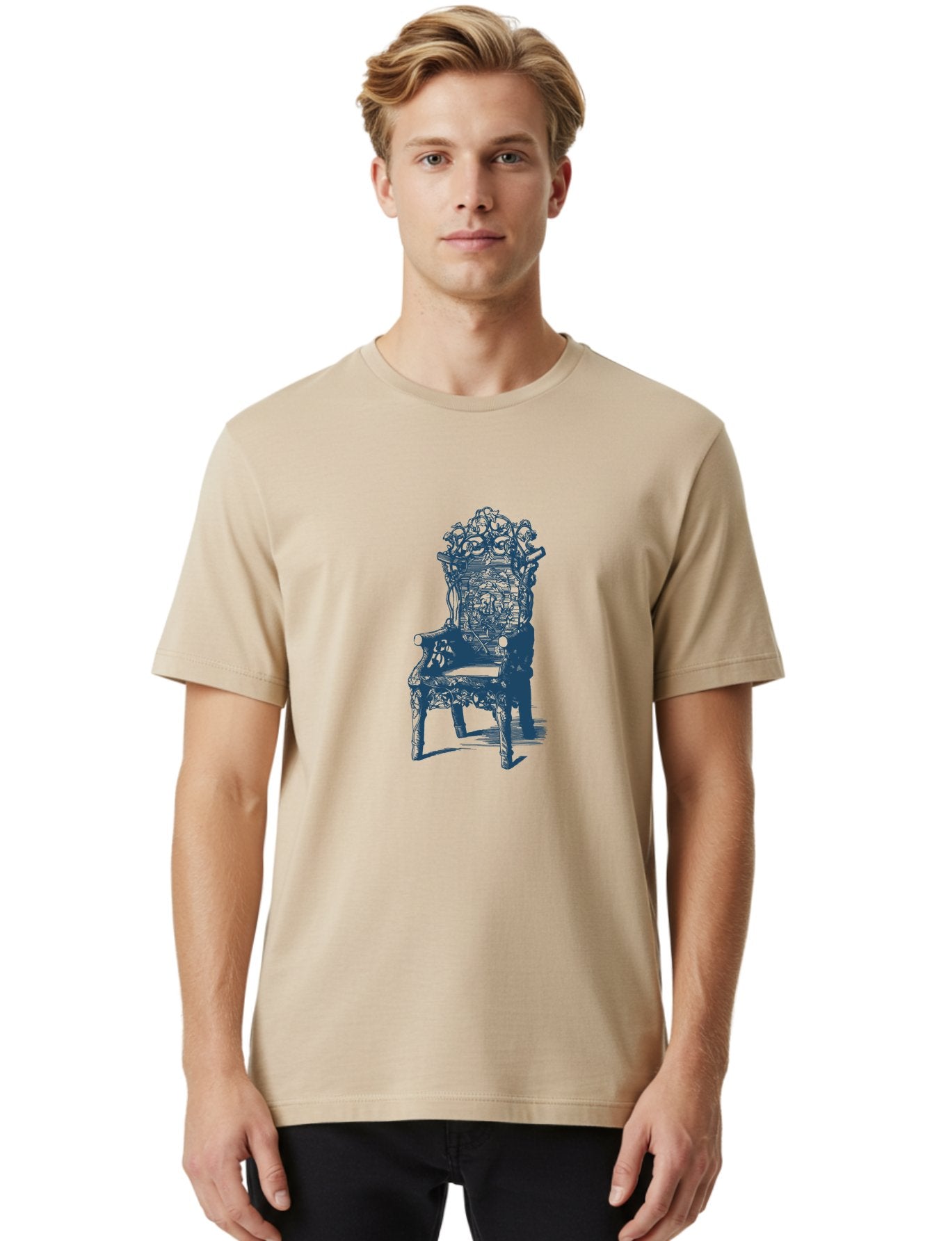 Antique Royal Chair Men'S Graphic Tee, 100% Cotton, Comfortable Casual Summer Wear, Machine Washable, Chair, Abstract Art, Surreal Design, Futuristic Furniture, Intricate Details, Complex Structure, Modern Illustration, Creative Concept Aae111 20