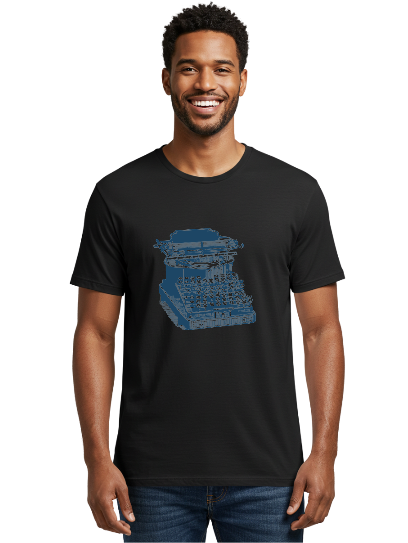 Antique Typewriter Print Men'S Graphic Tee, 100% Cotton, Comfortable Casual Summer Wear, Machine Washable, Vintage Typewriter, Retro Writing Machine, Classic Keyboard, Nostalgic Office Equipment, Antique Technology, Writer'S Tool, Aae115 8