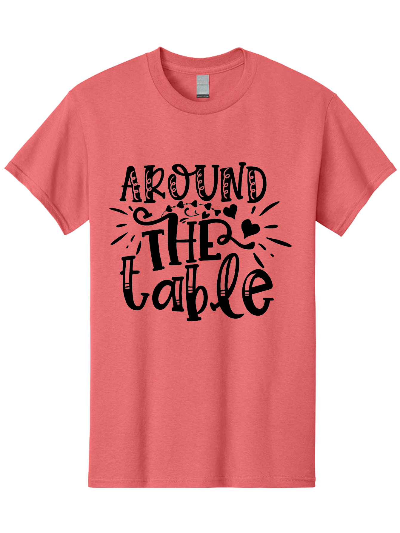 Around The Table Men'S Graphic Tee, 100% Cotton, Comfortable Casual Summer Wear, Machine Washable, Gathering Around The Table, Family Dinner, Love And Connection, Hearts And Decorations, Social Bonding, Community Building, Table Setting Ideas, Aae118 23