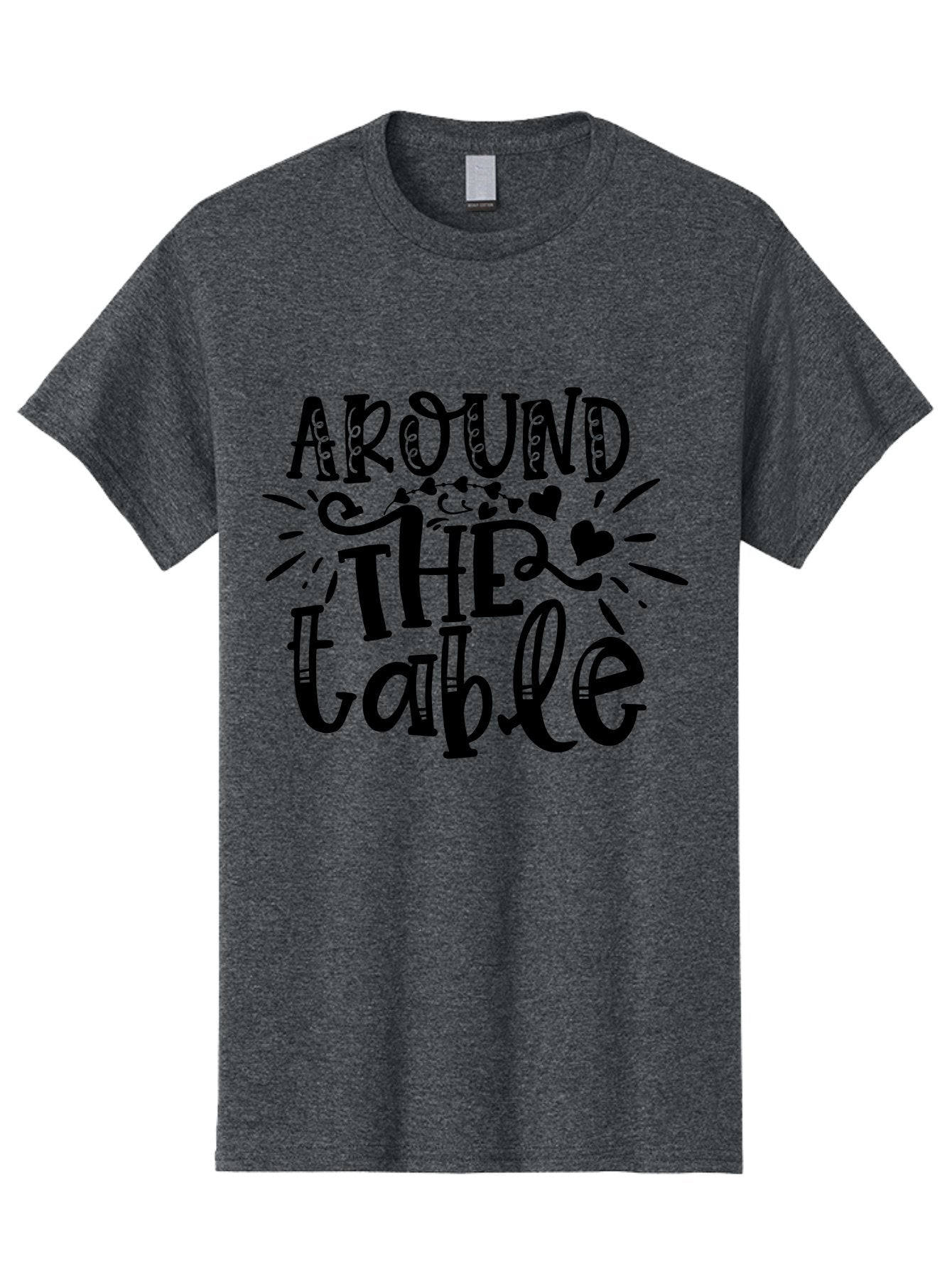 Around The Table Men'S Graphic Tee, 100% Cotton, Comfortable Casual Summer Wear, Machine Washable, Gathering Around The Table, Family Dinner, Love And Connection, Hearts And Decorations, Social Bonding, Community Building, Table Setting Ideas, Aae118 11