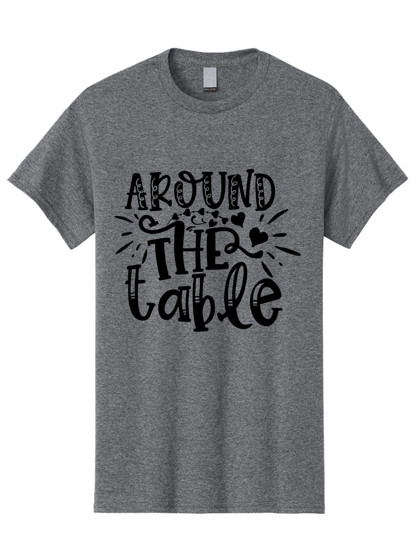 Around The Table Men'S Graphic Tee, 100% Cotton, Comfortable Casual Summer Wear, Machine Washable, Gathering Around The Table, Family Dinner, Love And Connection, Hearts And Decorations, Social Bonding, Community Building, Table Setting Ideas, Aae118 4