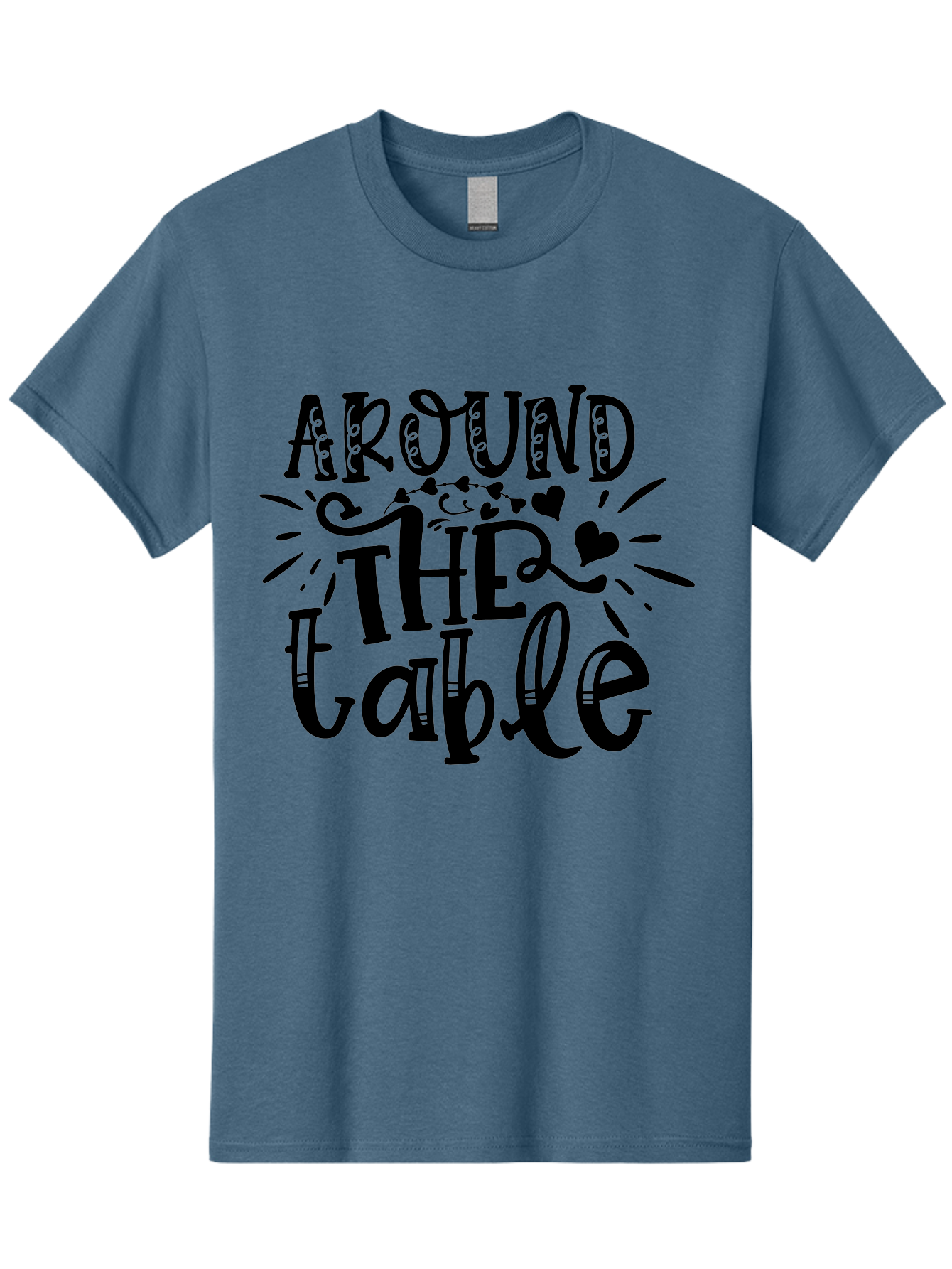Around The Table Men'S Graphic Tee, 100% Cotton, Comfortable Casual Summer Wear, Machine Washable, Gathering Around The Table, Family Dinner, Love And Connection, Hearts And Decorations, Social Bonding, Community Building, Table Setting Ideas, Aae118 11
