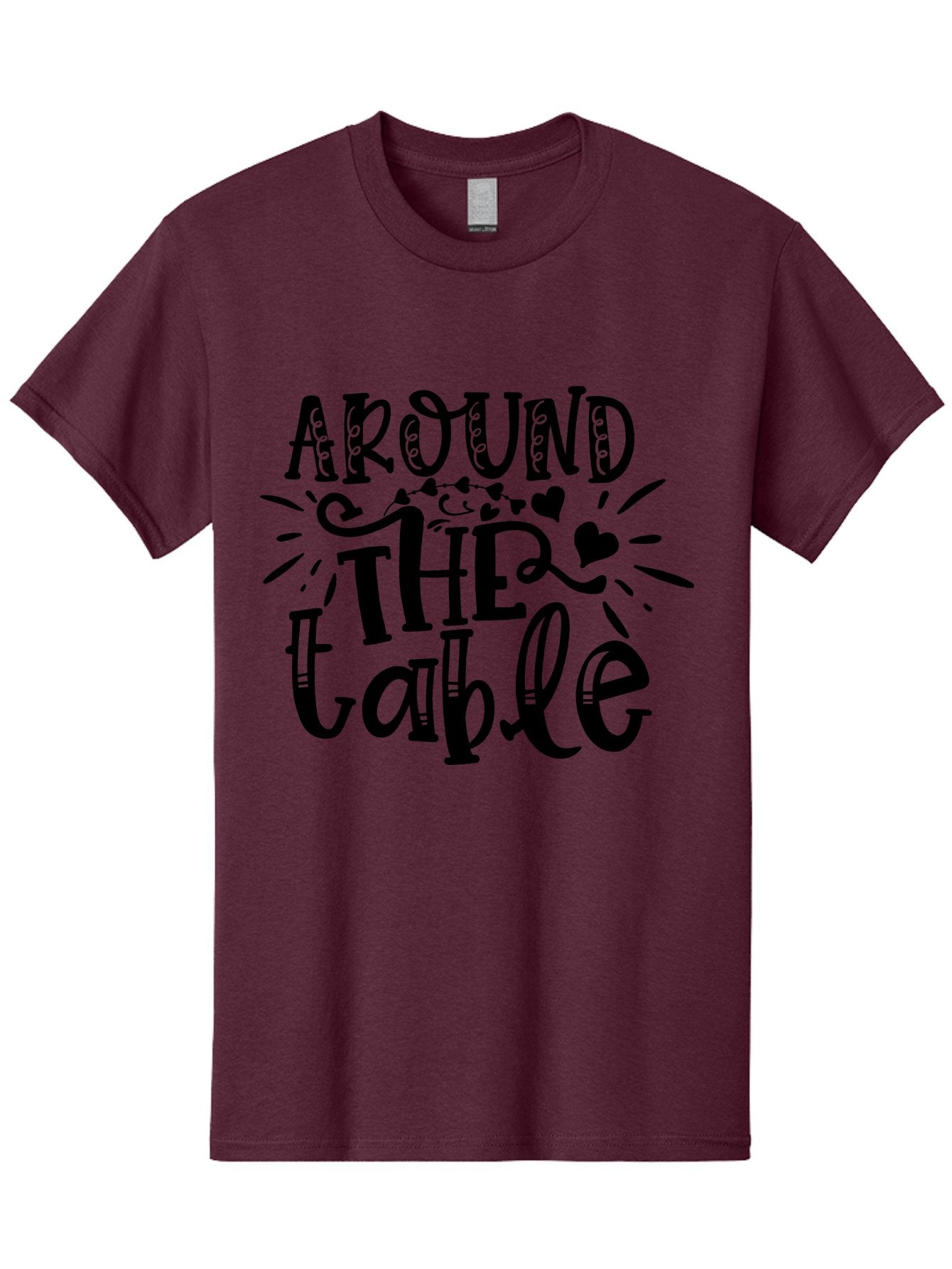 Around The Table Men'S Graphic Tee, 100% Cotton, Comfortable Casual Summer Wear, Machine Washable, Gathering Around The Table, Family Dinner, Love And Connection, Hearts And Decorations, Social Bonding, Community Building, Table Setting Ideas, Aae118 9