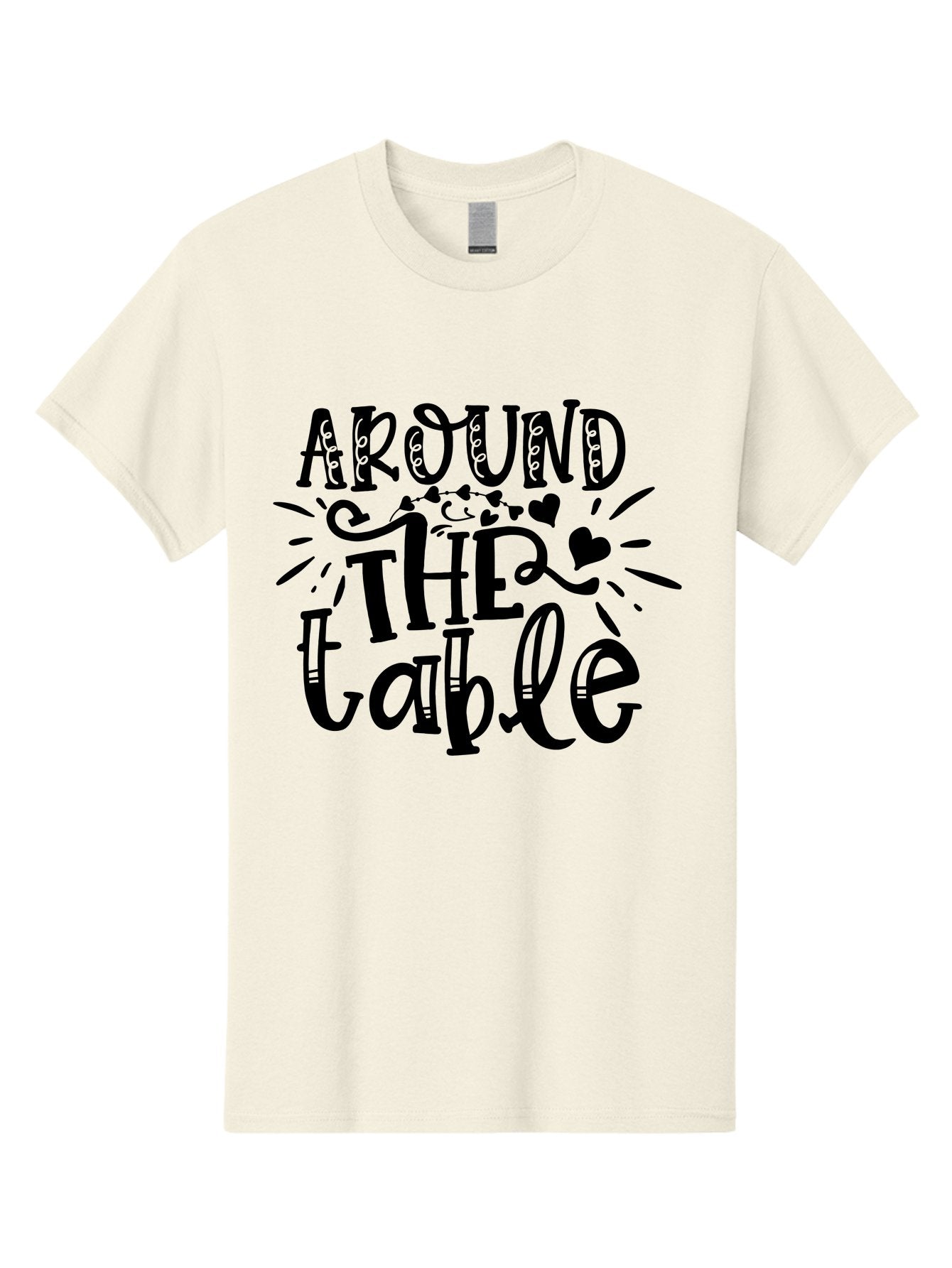 Around The Table Men'S Graphic Tee, 100% Cotton, Comfortable Casual Summer Wear, Machine Washable, Gathering Around The Table, Family Dinner, Love And Connection, Hearts And Decorations, Social Bonding, Community Building, Table Setting Ideas, Aae118 3