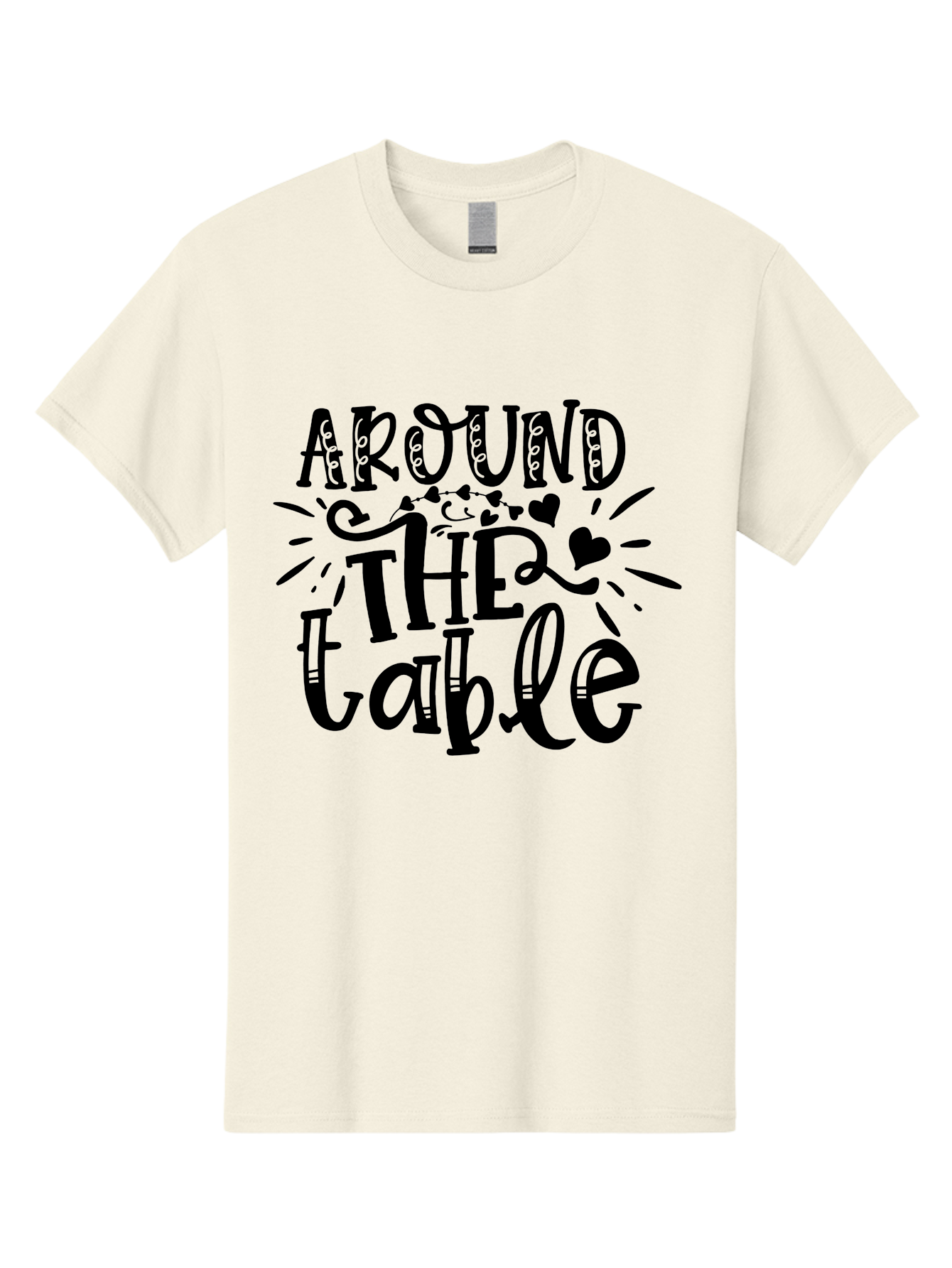 Around The Table Men'S Graphic Tee, 100% Cotton, Comfortable Casual Summer Wear, Machine Washable, Gathering Around The Table, Family Dinner, Love And Connection, Hearts And Decorations, Social Bonding, Community Building, Table Setting Ideas, Aae118 15