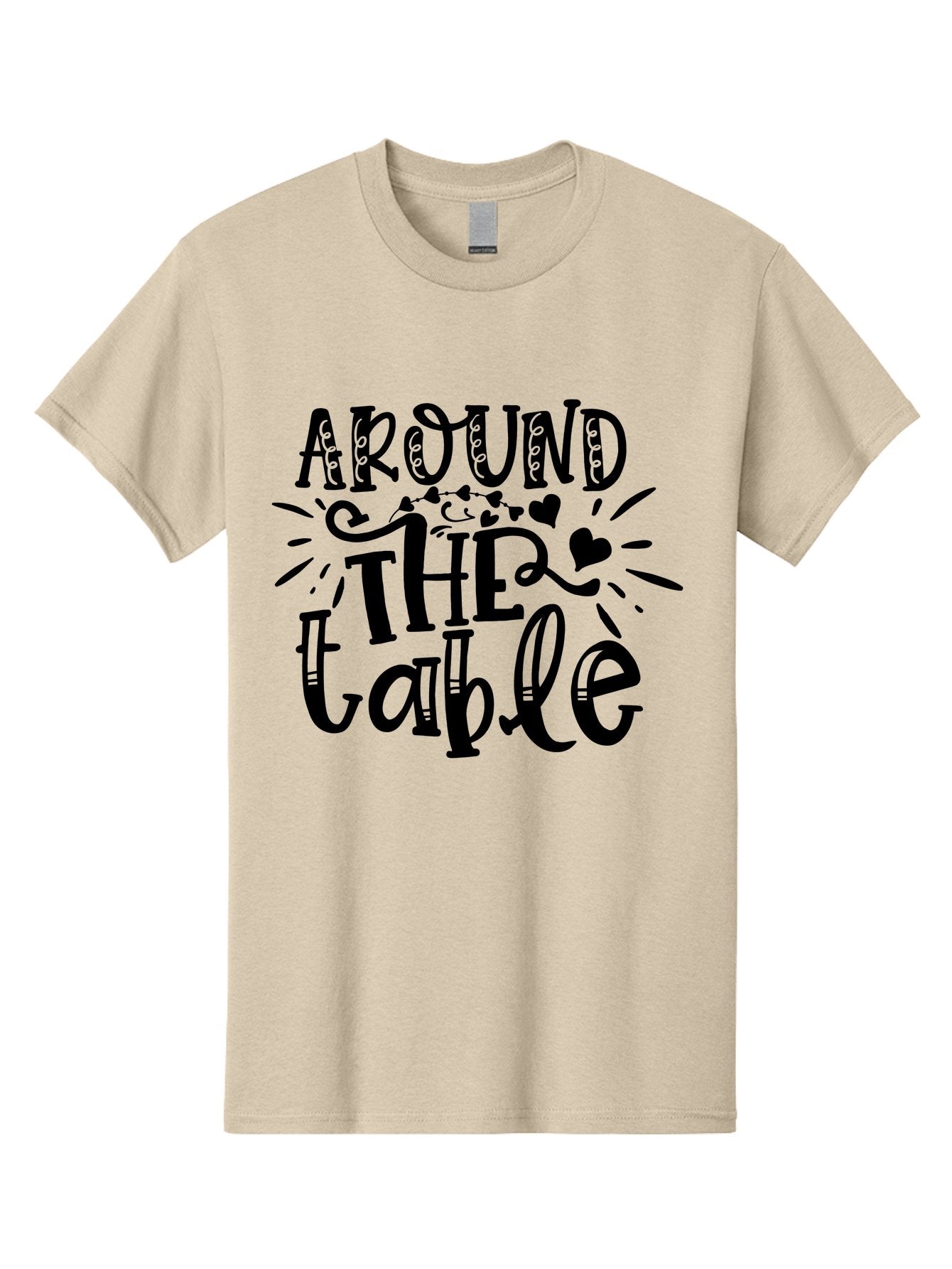Around The Table Men'S Graphic Tee, 100% Cotton, Comfortable Casual Summer Wear, Machine Washable, Gathering Around The Table, Family Dinner, Love And Connection, Hearts And Decorations, Social Bonding, Community Building, Table Setting Ideas, Aae118 8