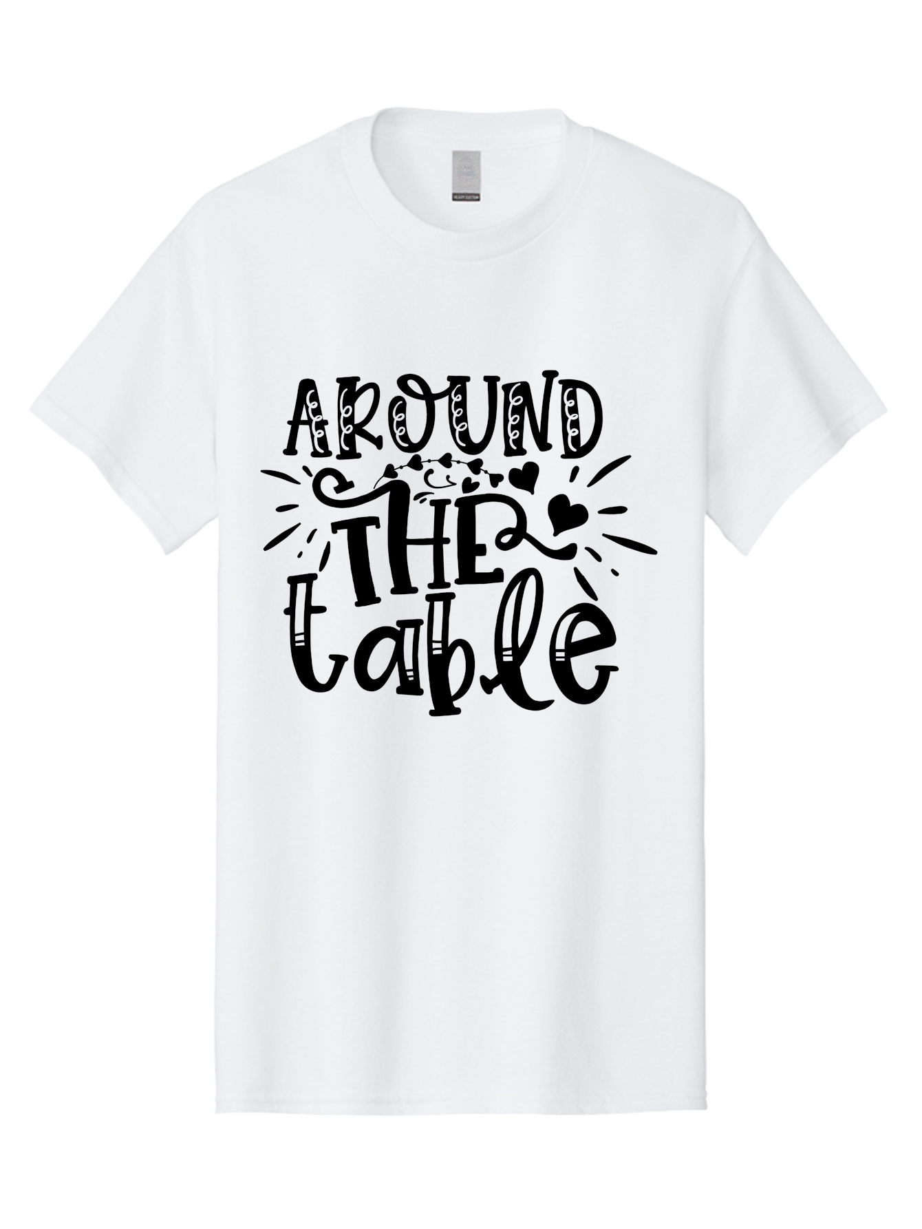 Around The Table Men'S Graphic Tee, 100% Cotton, Comfortable Casual Summer Wear, Machine Washable, Gathering Around The Table, Family Dinner, Love And Connection, Hearts And Decorations, Social Bonding, Community Building, Table Setting Ideas, Aae118 17