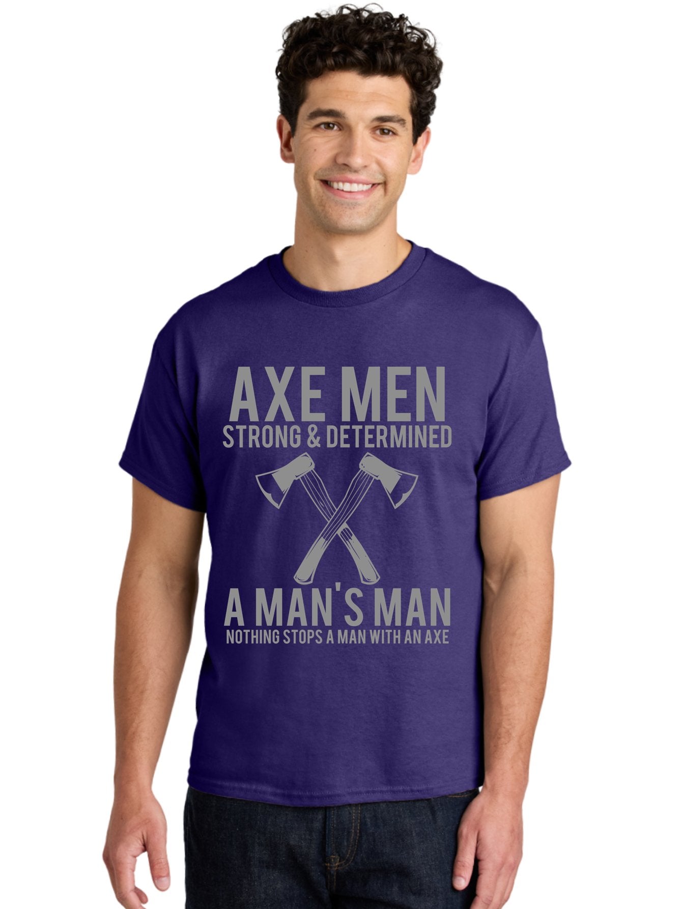 Axe Man Men'S Graphic Tee, 100% Cotton, Comfortable Casual Summer Wear, Machine Washable, Axe Men, Strong And Determined, Crossed Axes, Man'S Man, Nothing Stops A Man With An Axe, Lumberjack Culture, Woodsman Pride Aae121 17