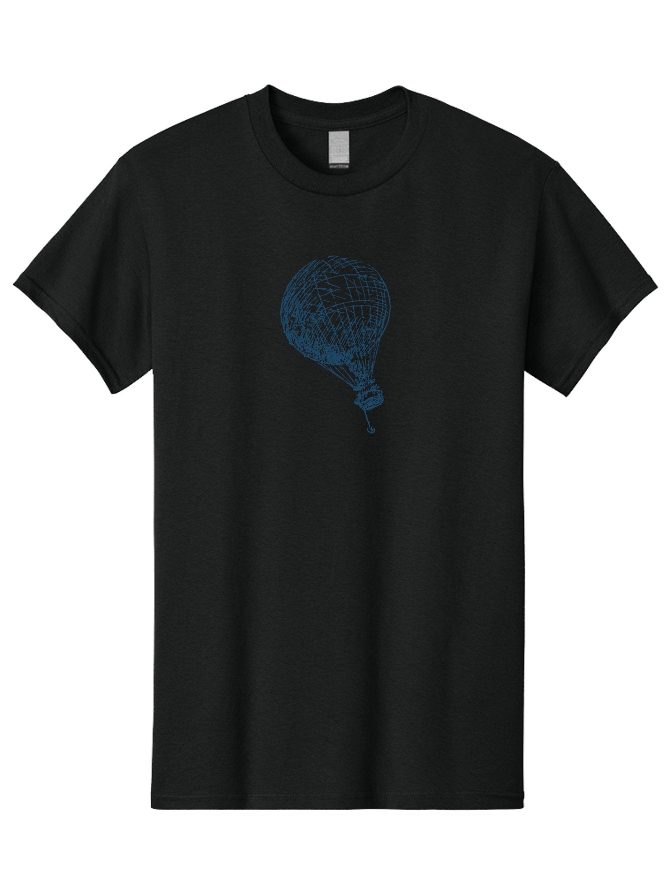 Balloon-Flying Men'S Graphic Tee, 100% Cotton, Comfortable Casual Summer Wear, Machine Washable, Hot Air Balloon, Wireframe Art, Futuristic Design, Blue Neon Lines, 3D Visualization, Abstract Art, Balloon Illustration Aae122 15