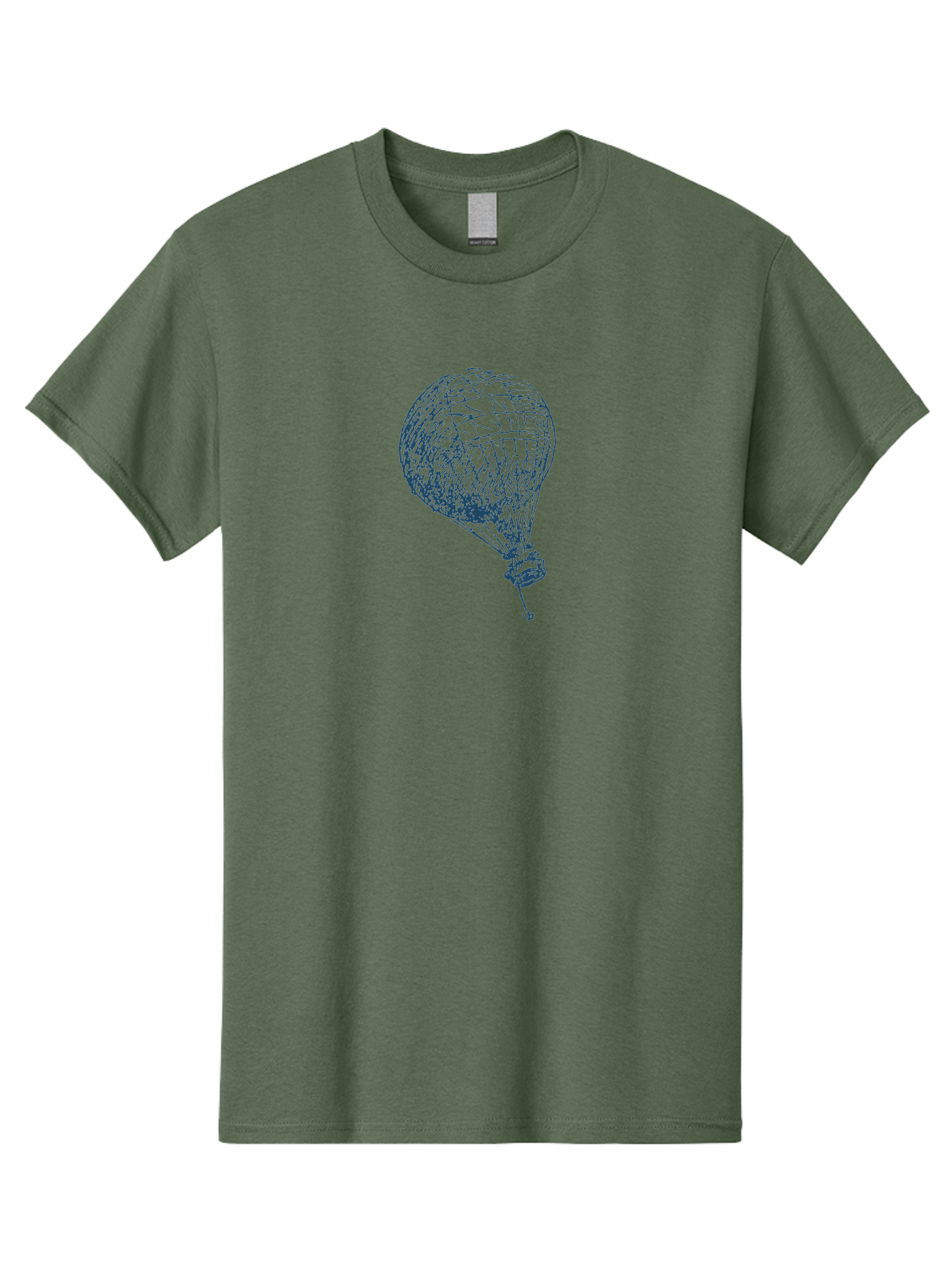 Balloon-Flying Men'S Graphic Tee, 100% Cotton, Comfortable Casual Summer Wear, Machine Washable, Hot Air Balloon, Wireframe Art, Futuristic Design, Blue Neon Lines, 3D Visualization, Abstract Art, Balloon Illustration Aae122
