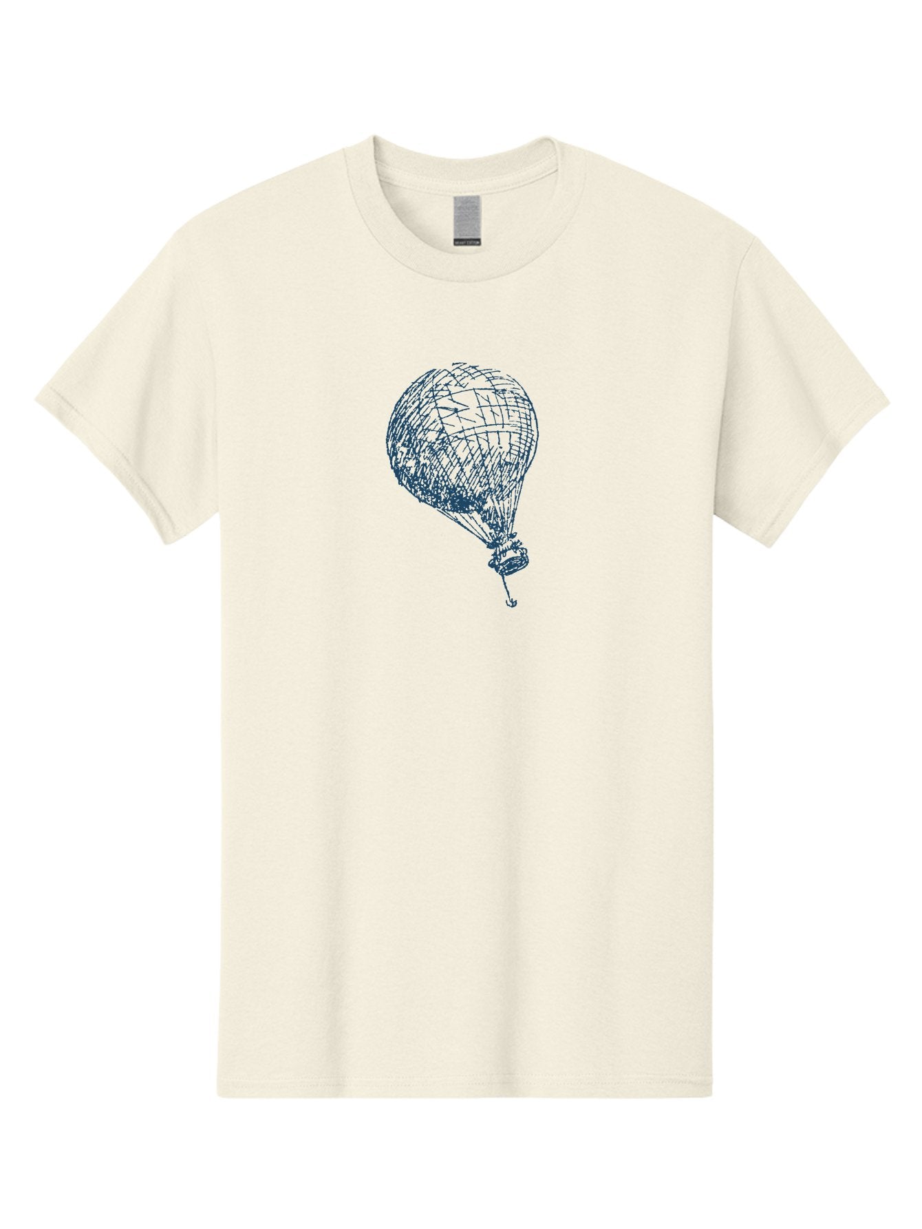 Balloon-Flying Men'S Graphic Tee, 100% Cotton, Comfortable Casual Summer Wear, Machine Washable, Hot Air Balloon, Wireframe Art, Futuristic Design, Blue Neon Lines, 3D Visualization, Abstract Art, Balloon Illustration Aae122 12