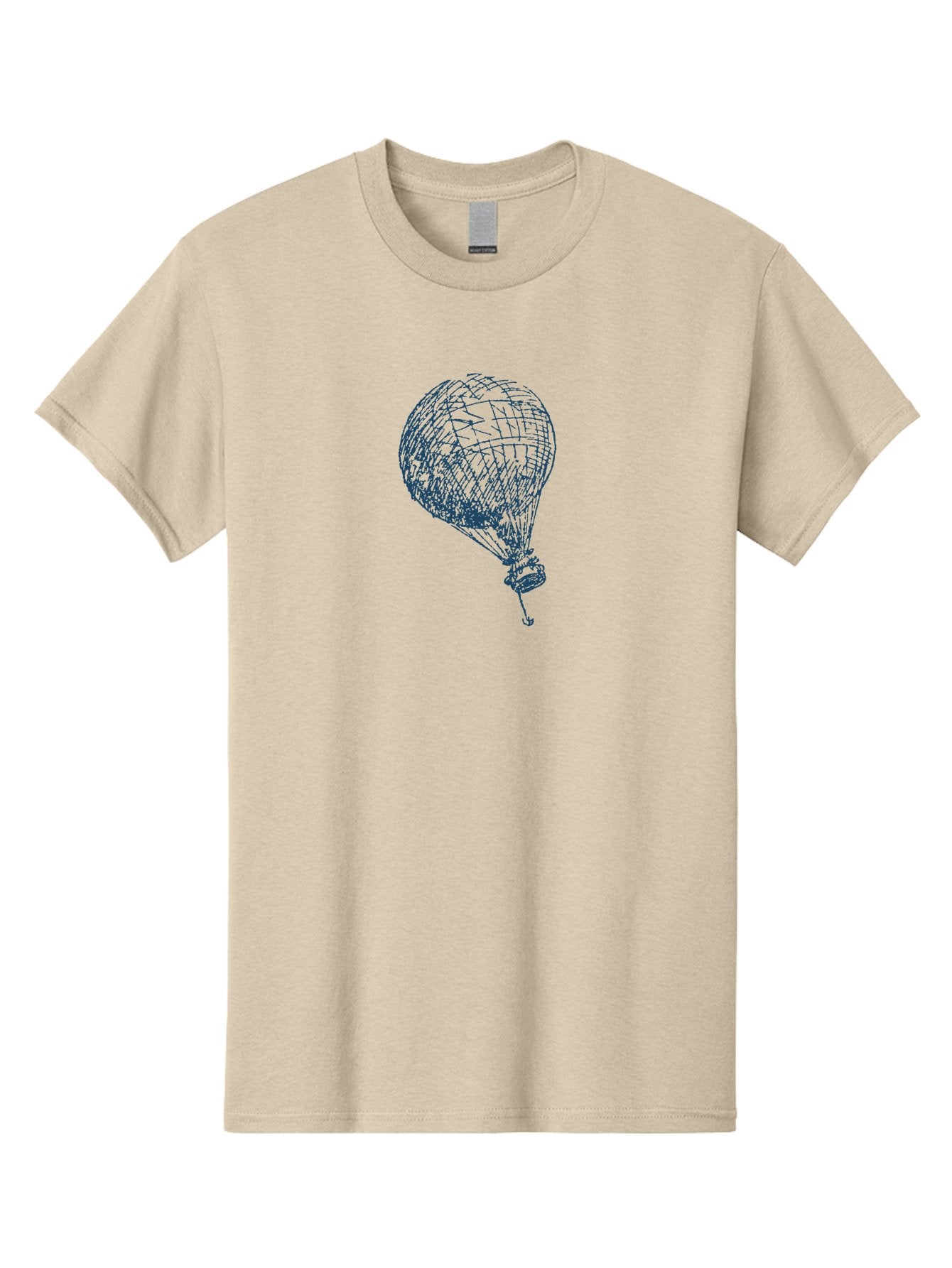 Balloon-Flying Men'S Graphic Tee, 100% Cotton, Comfortable Casual Summer Wear, Machine Washable, Hot Air Balloon, Wireframe Art, Futuristic Design, Blue Neon Lines, 3D Visualization, Abstract Art, Balloon Illustration Aae122 8